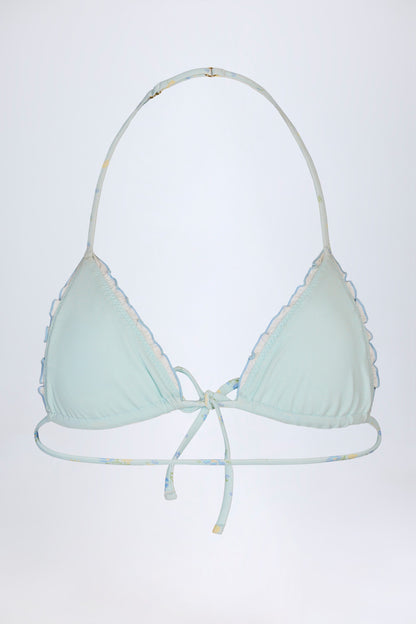 Micro Triangle Bikini Top in Blue Floral