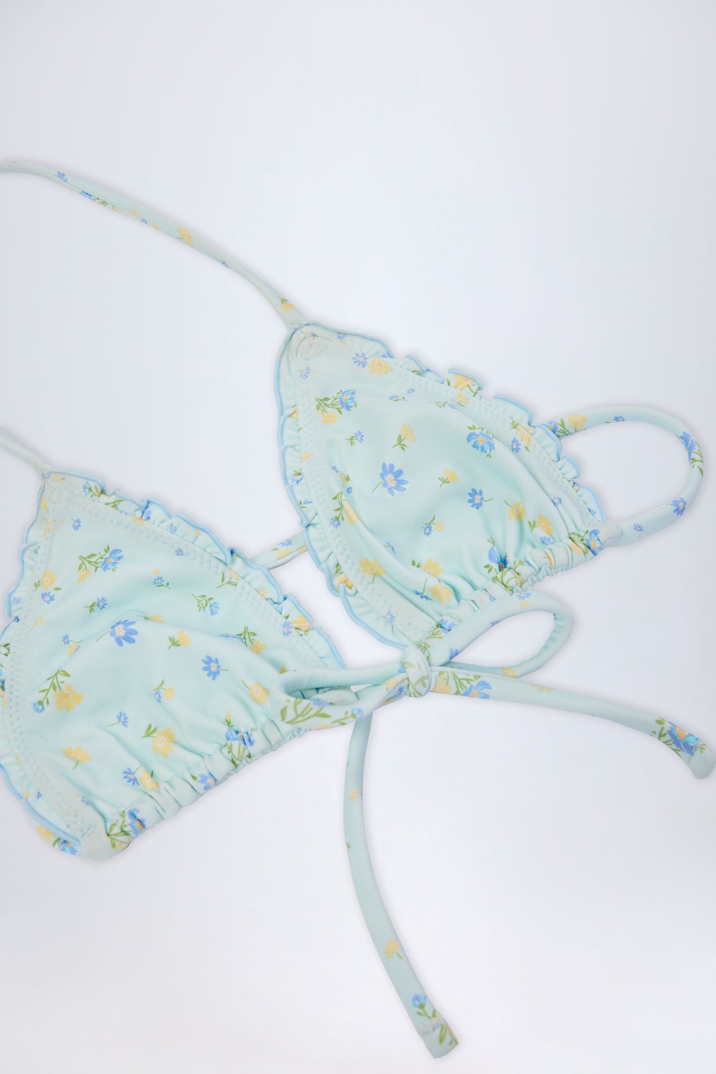 Micro Triangle Bikini Top in Blue Floral