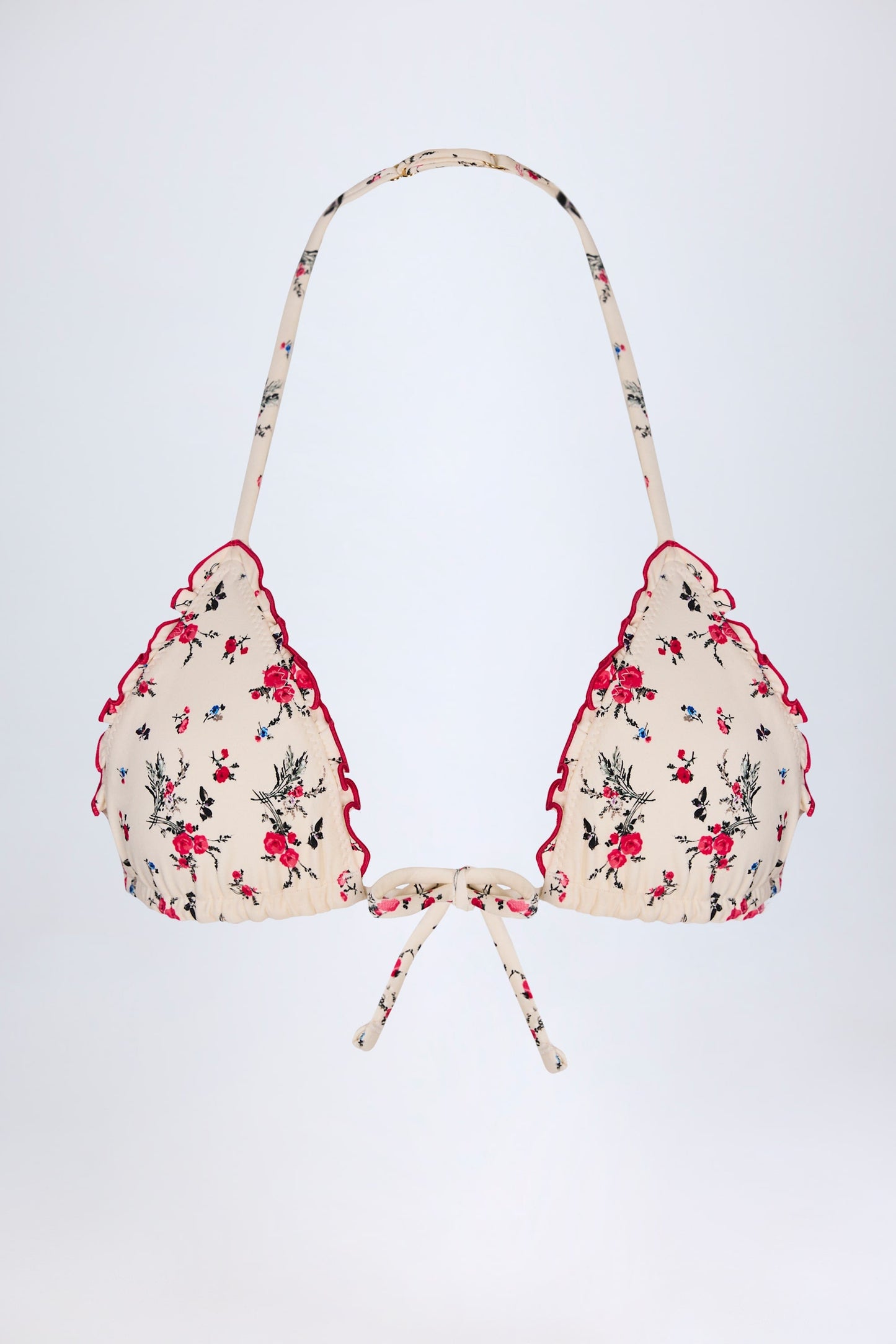 Micro Triangle Bikini Top in Red Floral