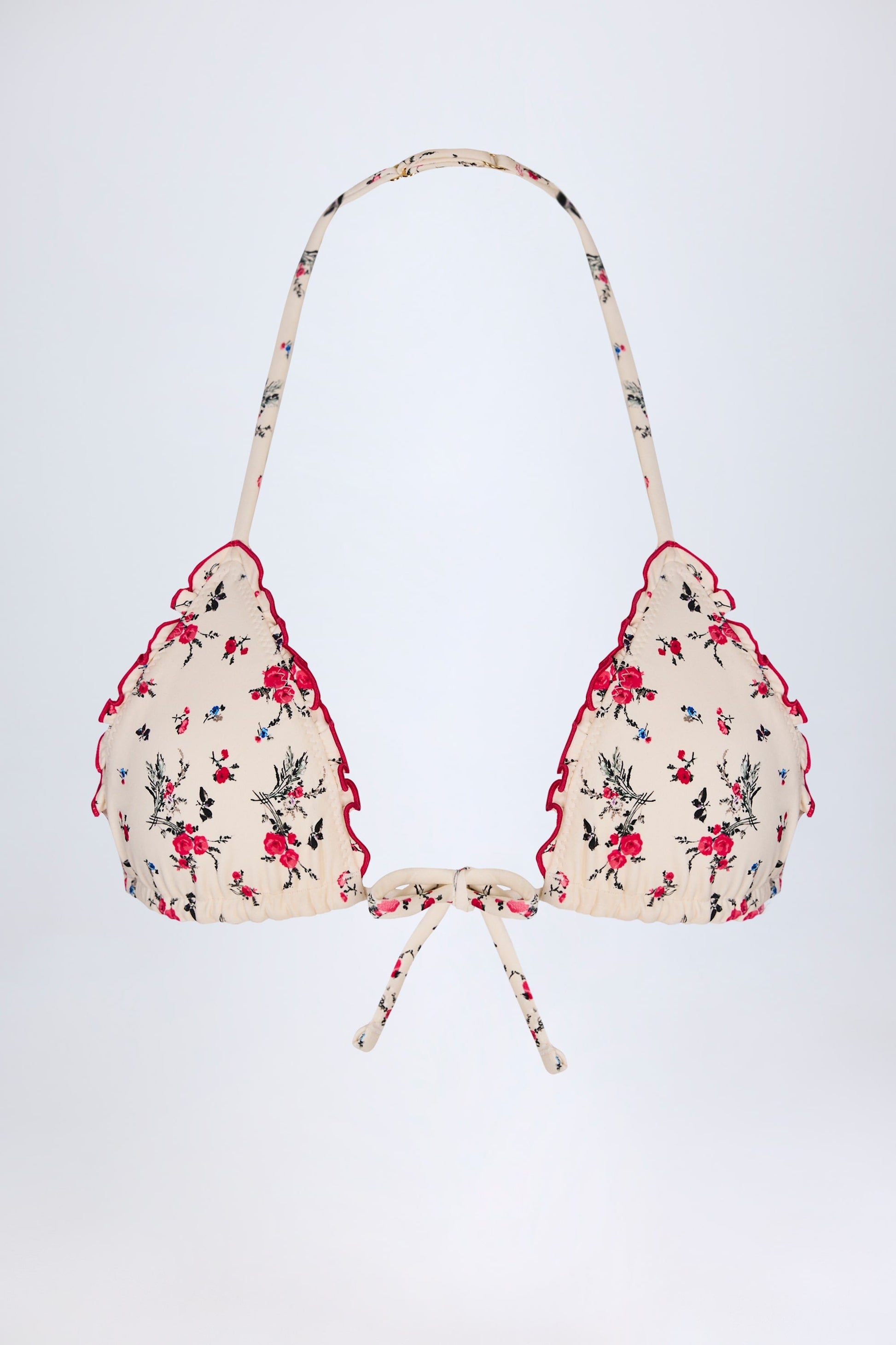 Micro Triangle Bikini Top in Red Floral
