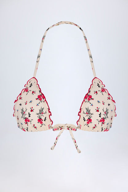 Micro Triangle Bikini Top in Red Floral