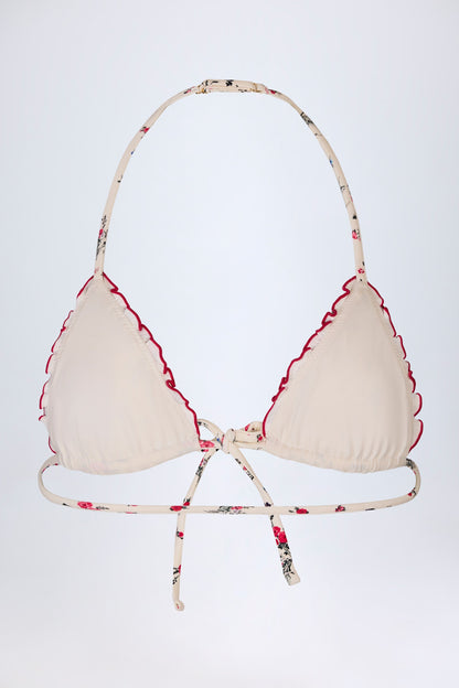 Micro Triangle Bikini Top in Red Floral
