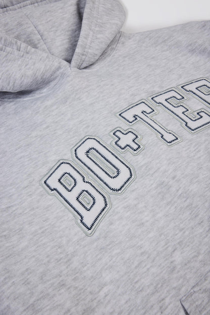 Oversized Appliqué Hoodie in Grey Marl