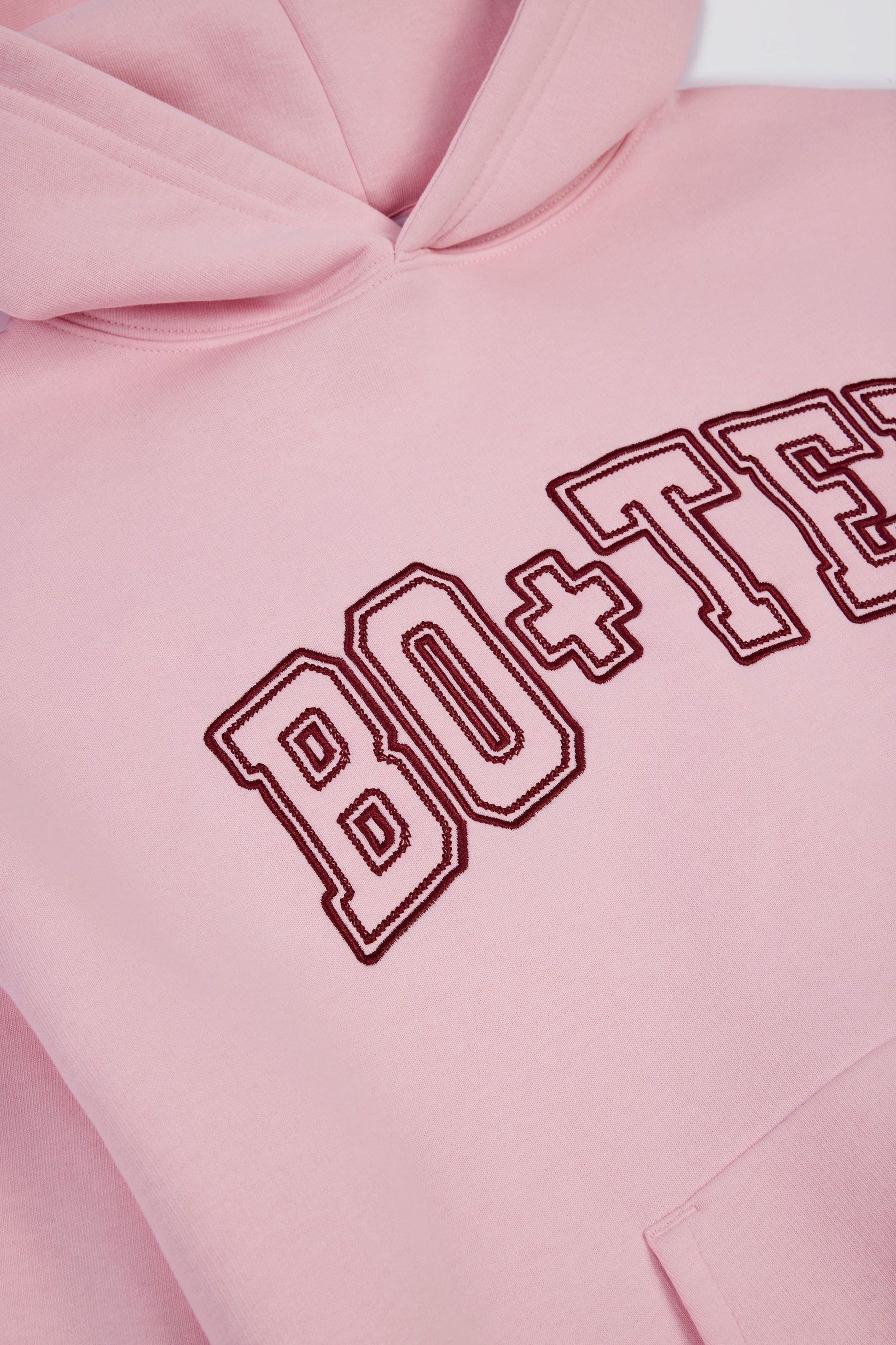 Oversized Appliqué Hoodie in Powder Pink