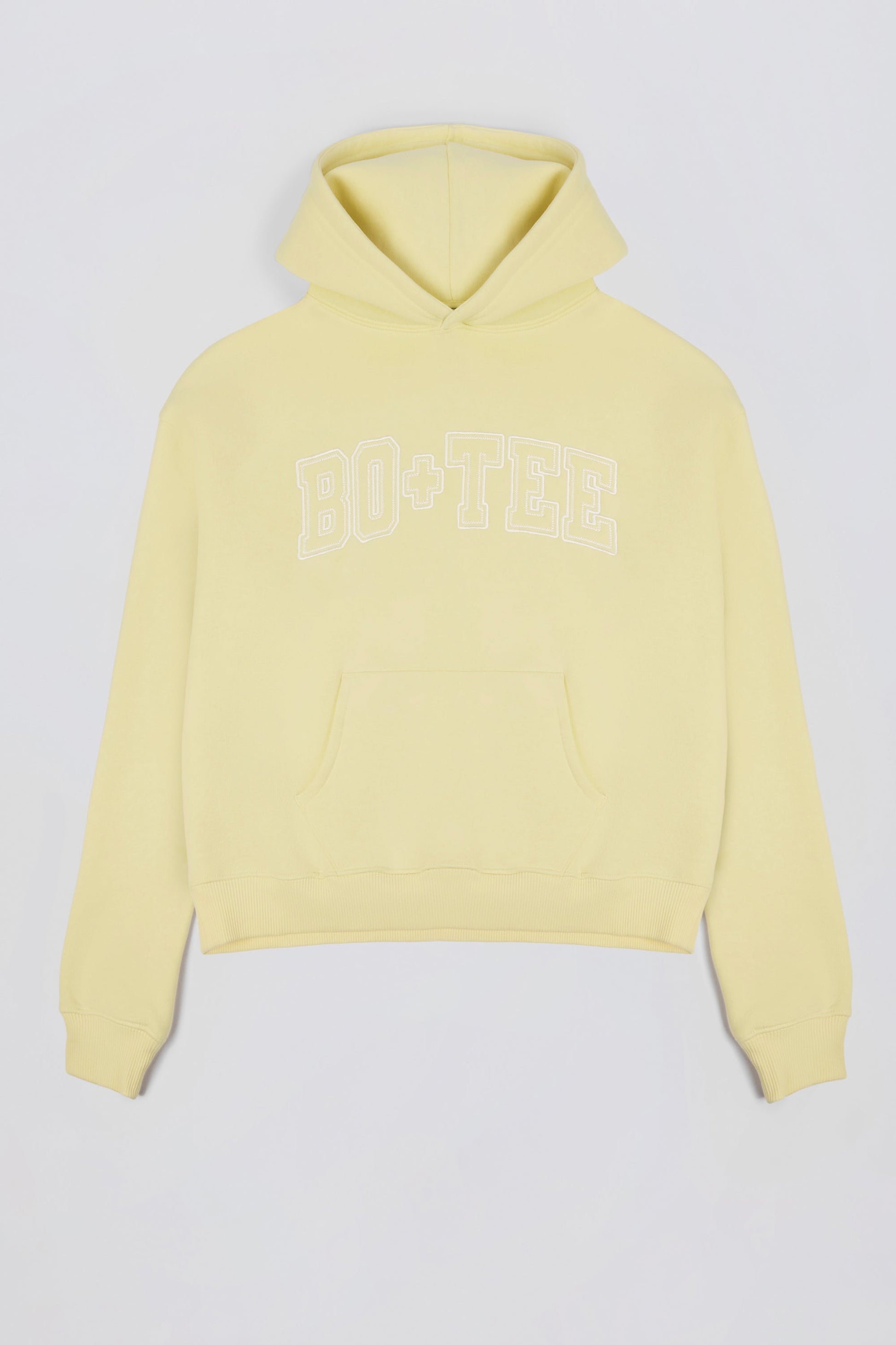 Oversized Appliqué Hoodie in Soft Yellow