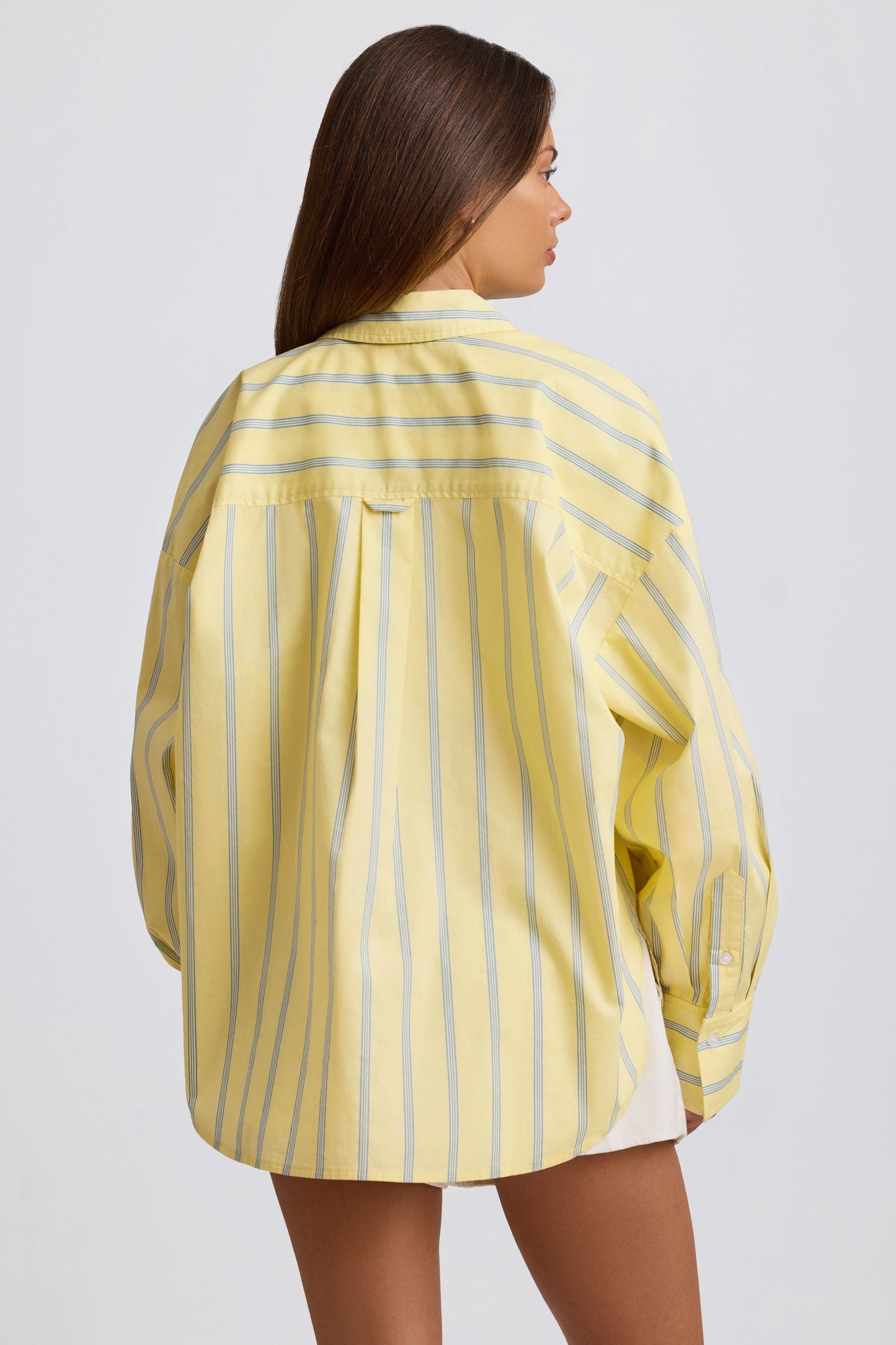 Oversized Cotton-Poplin Shirt in Yellow Stripe