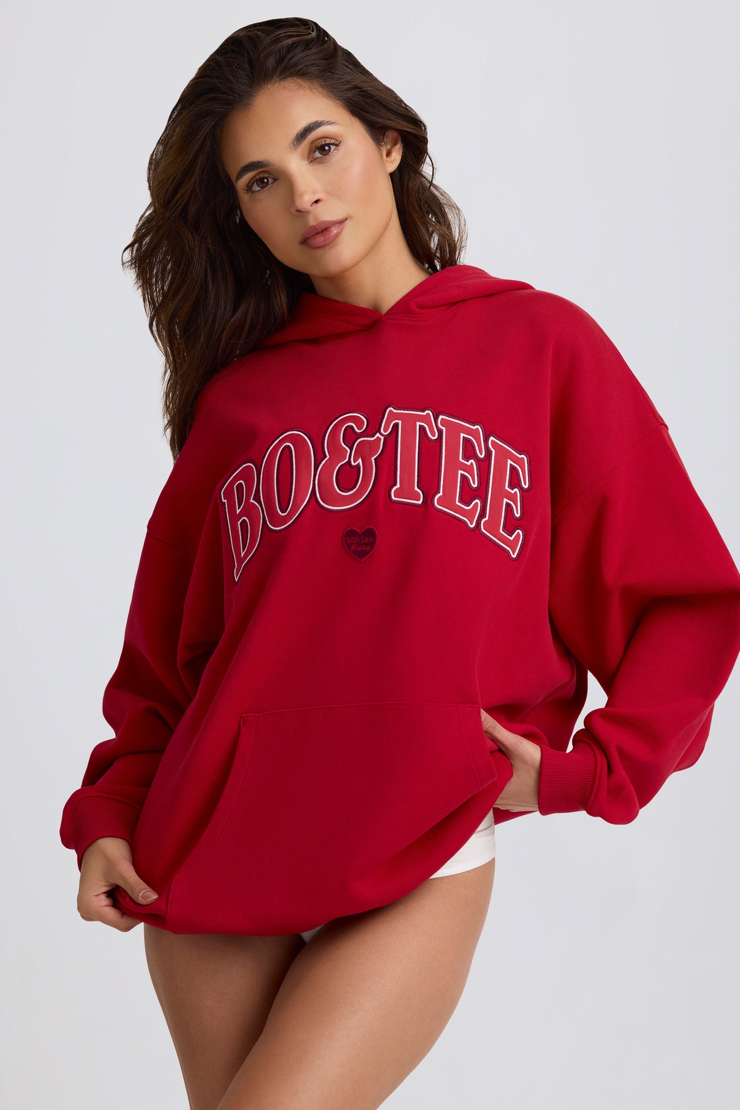 Oversized Hoodie in Hot Red