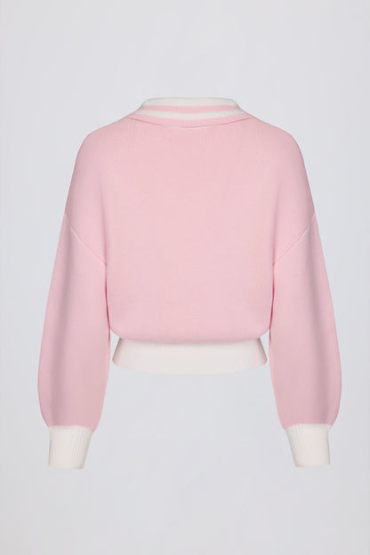 Oversized Knit Jumper in Powder Pink