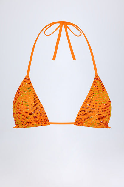 Triangle Bikini Top in Orange Tropical Print