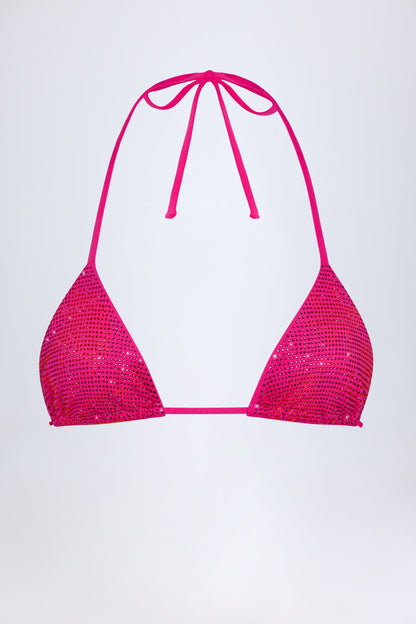 Triangle Bikini Top in Pink Tropical Print