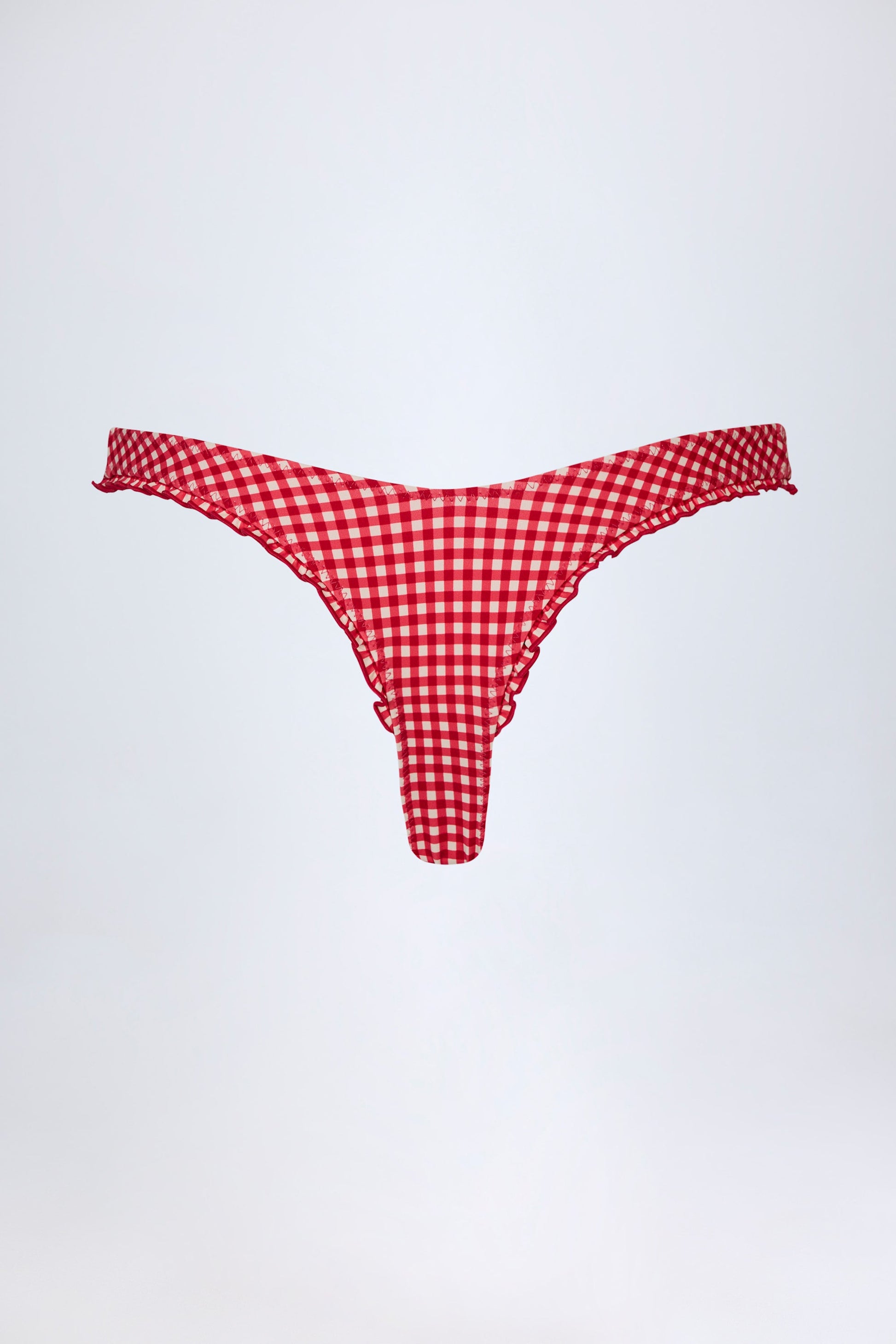 Ruffled Cheeky Bikini Bottoms in Red Gingham