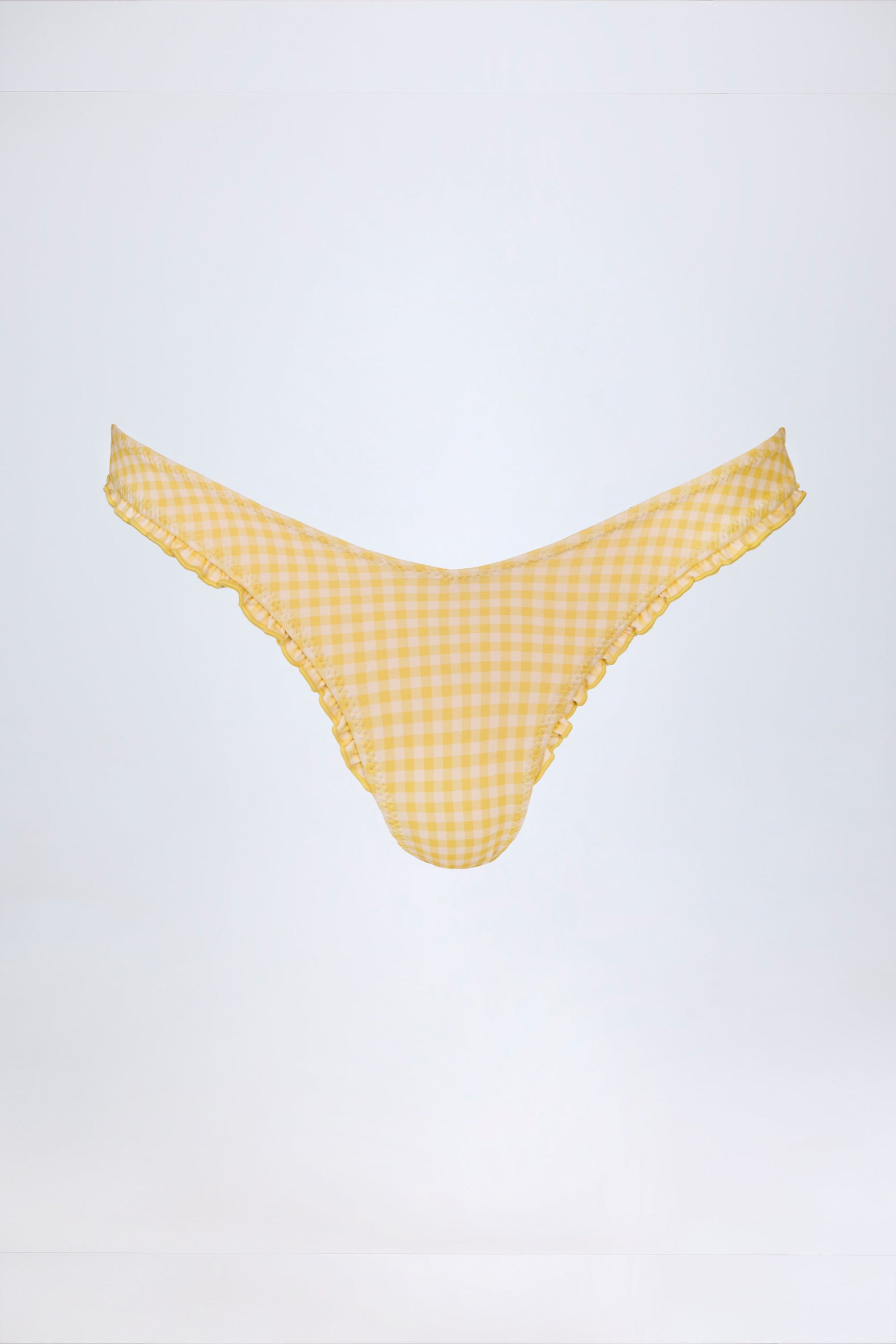 Ruffled Cheeky Bikini Bottoms in Yellow Gingham