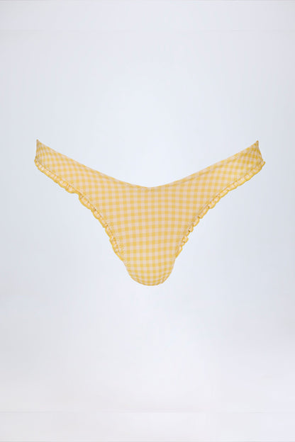 Ruffled Cheeky Bikini Bottoms in Yellow Gingham
