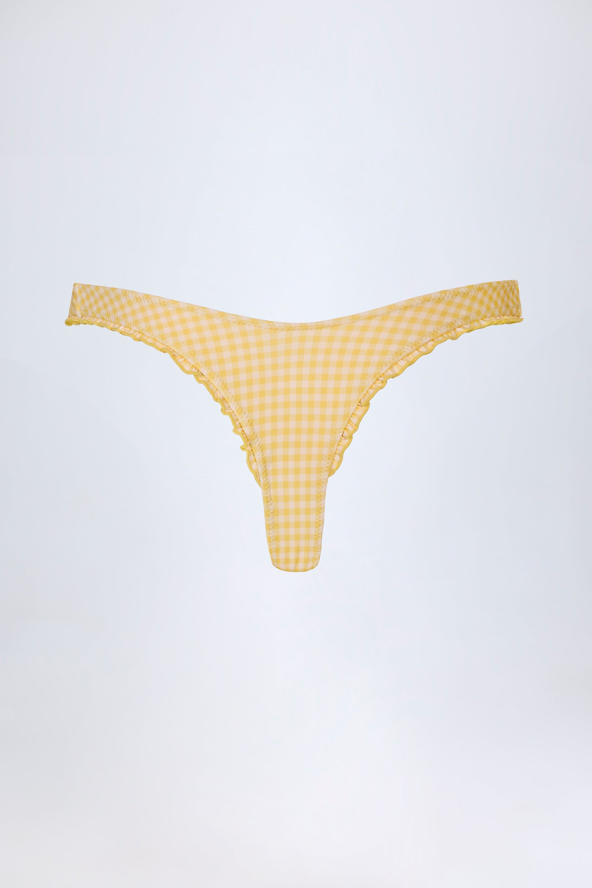 Ruffled Cheeky Bikini Bottoms in Yellow Gingham