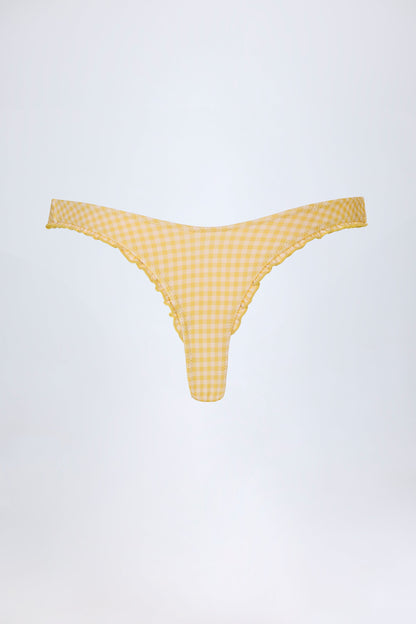 Ruffled Cheeky Bikini Bottoms in Yellow Gingham