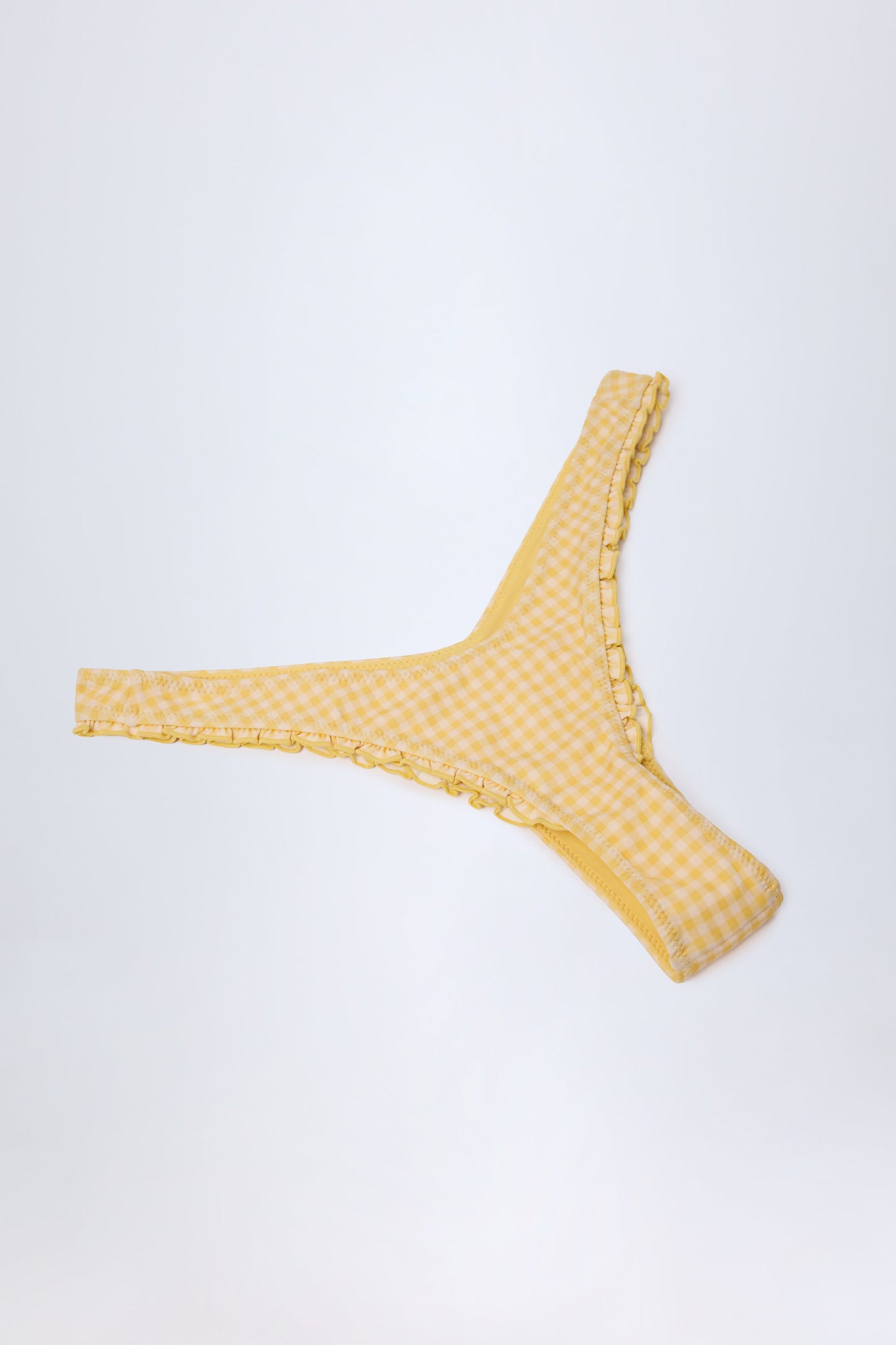 Ruffled Cheeky Bikini Bottoms in Yellow Gingham