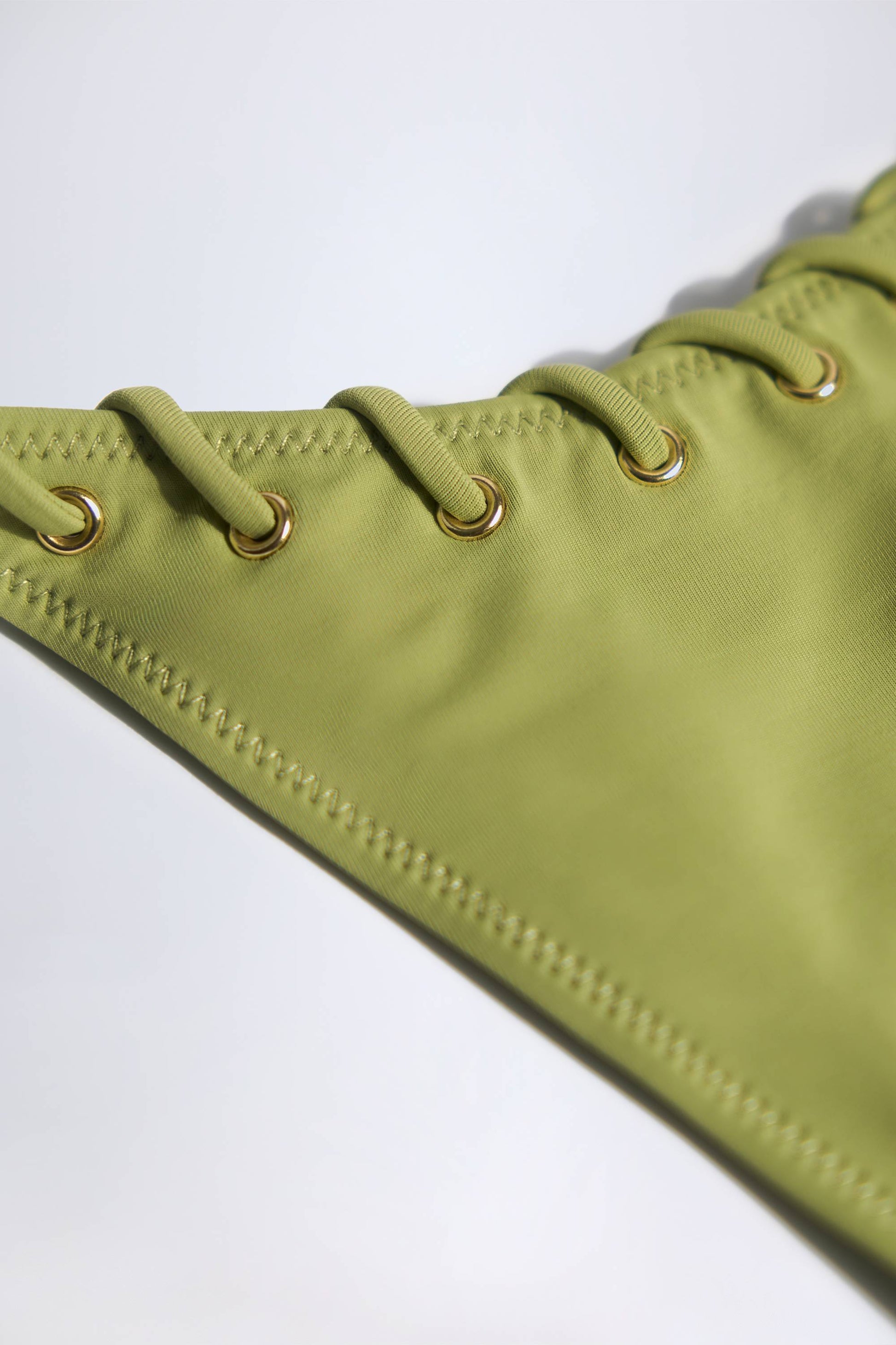 Drawstring Thong Bikini Bottoms in Olive Green