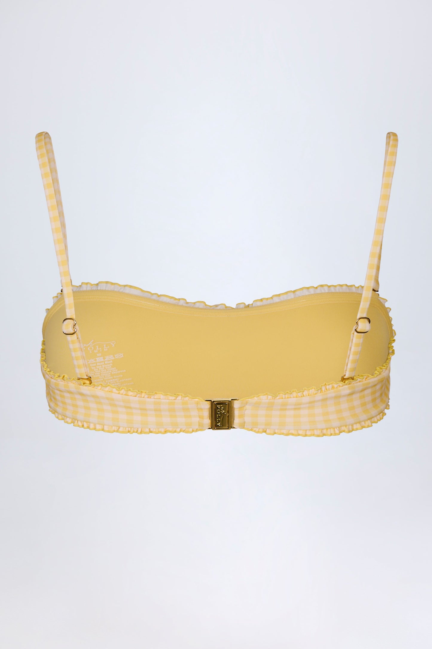 Ruffled Bandeau Bikini Top in Yellow Gingham