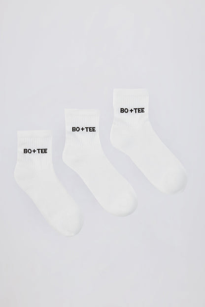 Ribbed Crew Sock Bundle in White