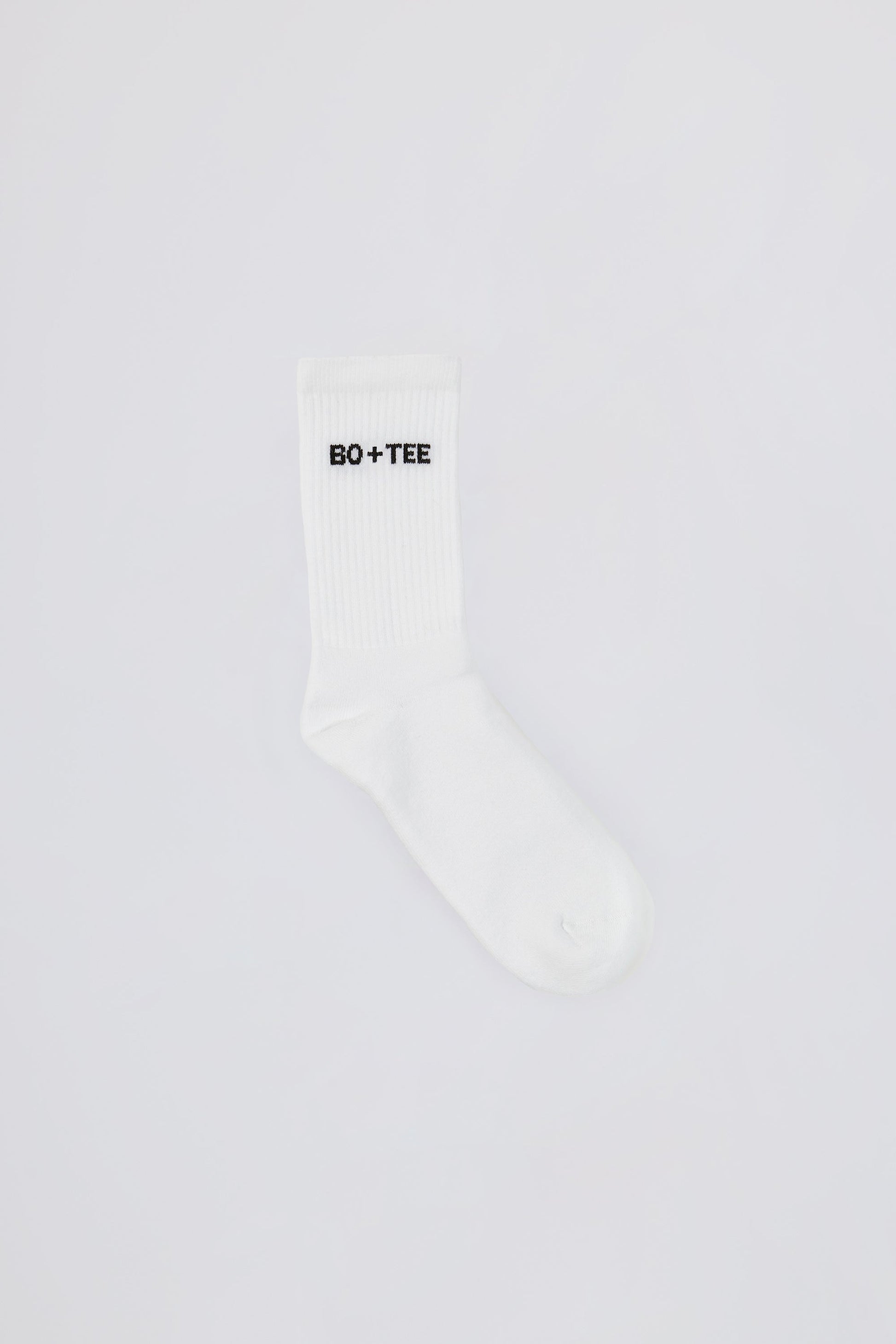 Ribbed Half-Crew Socks in White