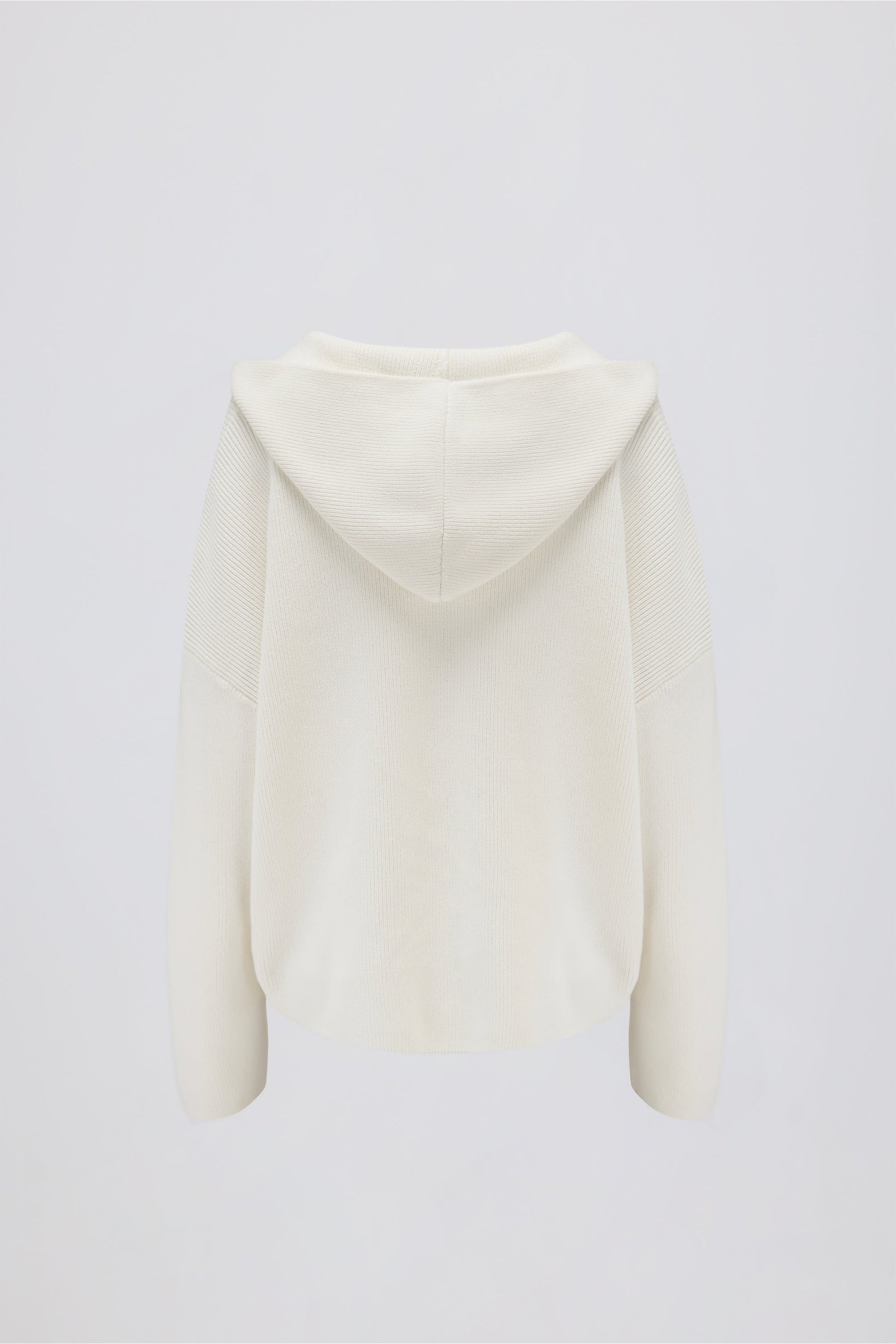 Ribbed-Knit Oversized Hoodie in Ivory