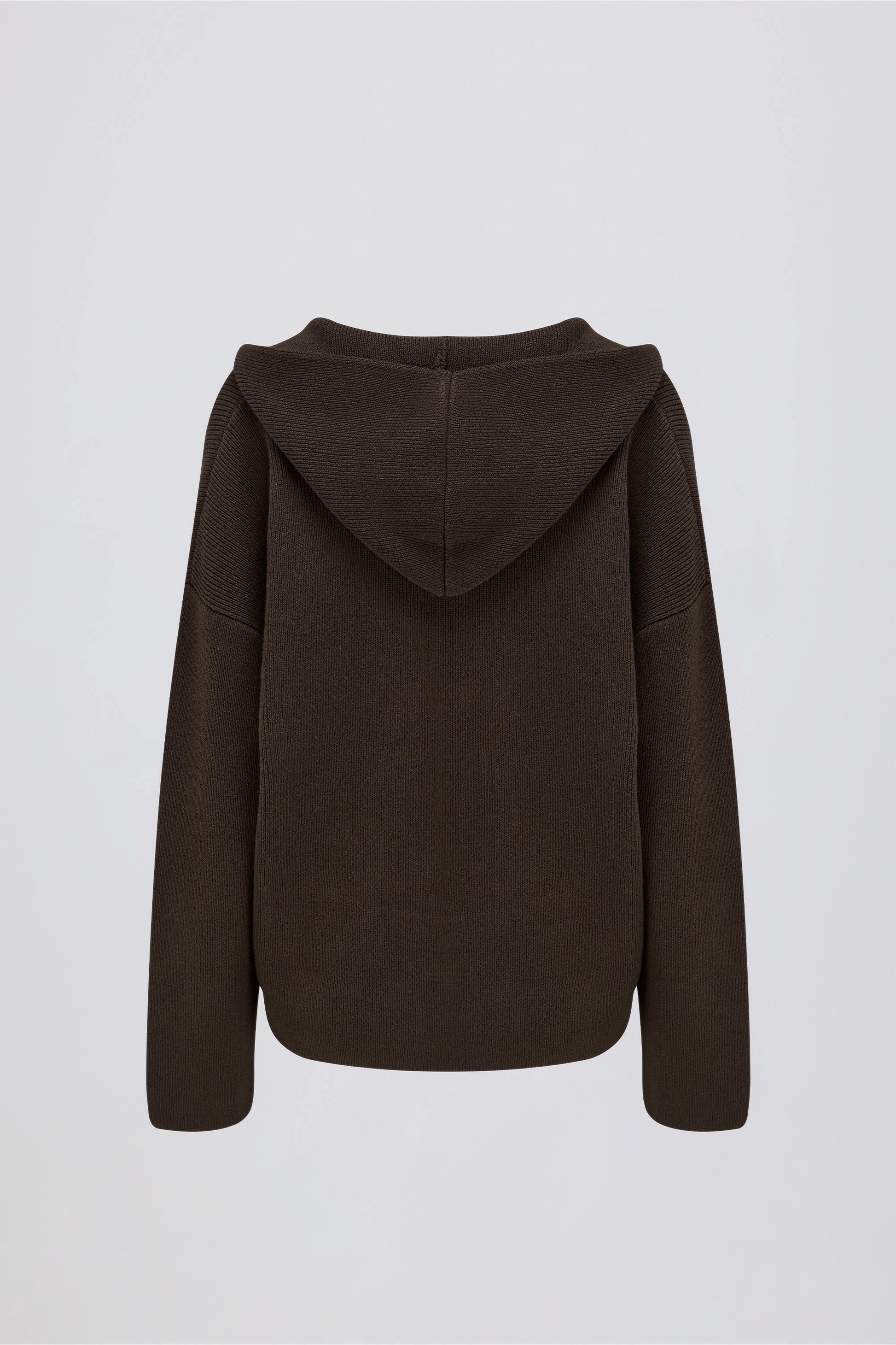 Ribbed-Knit Oversized Hoodie in Pecan