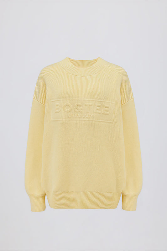 Ribbed-Knit Oversized Jumper in Lemon
