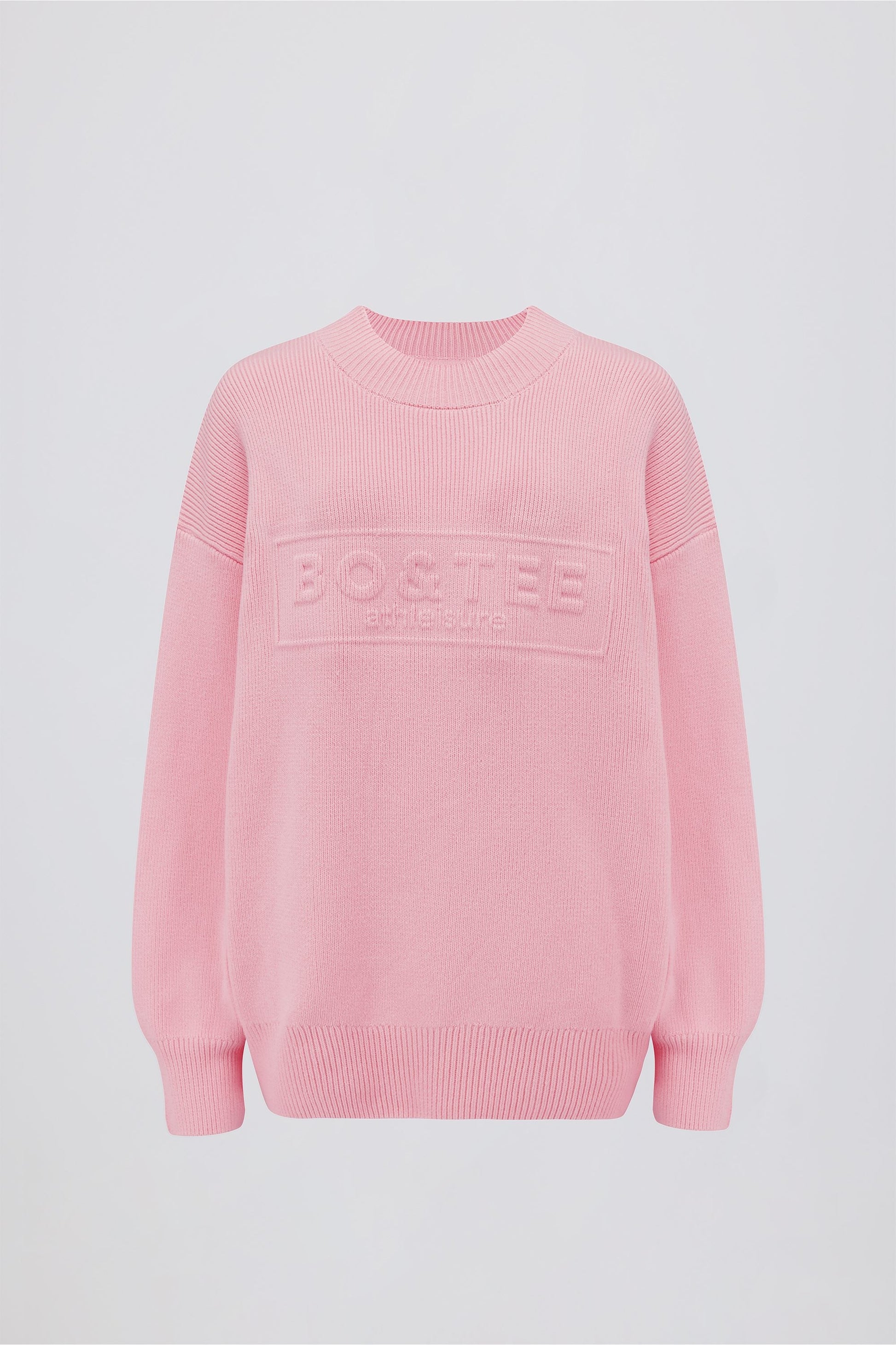 Ribbed-Knit Oversized Jumper in Pale Pink