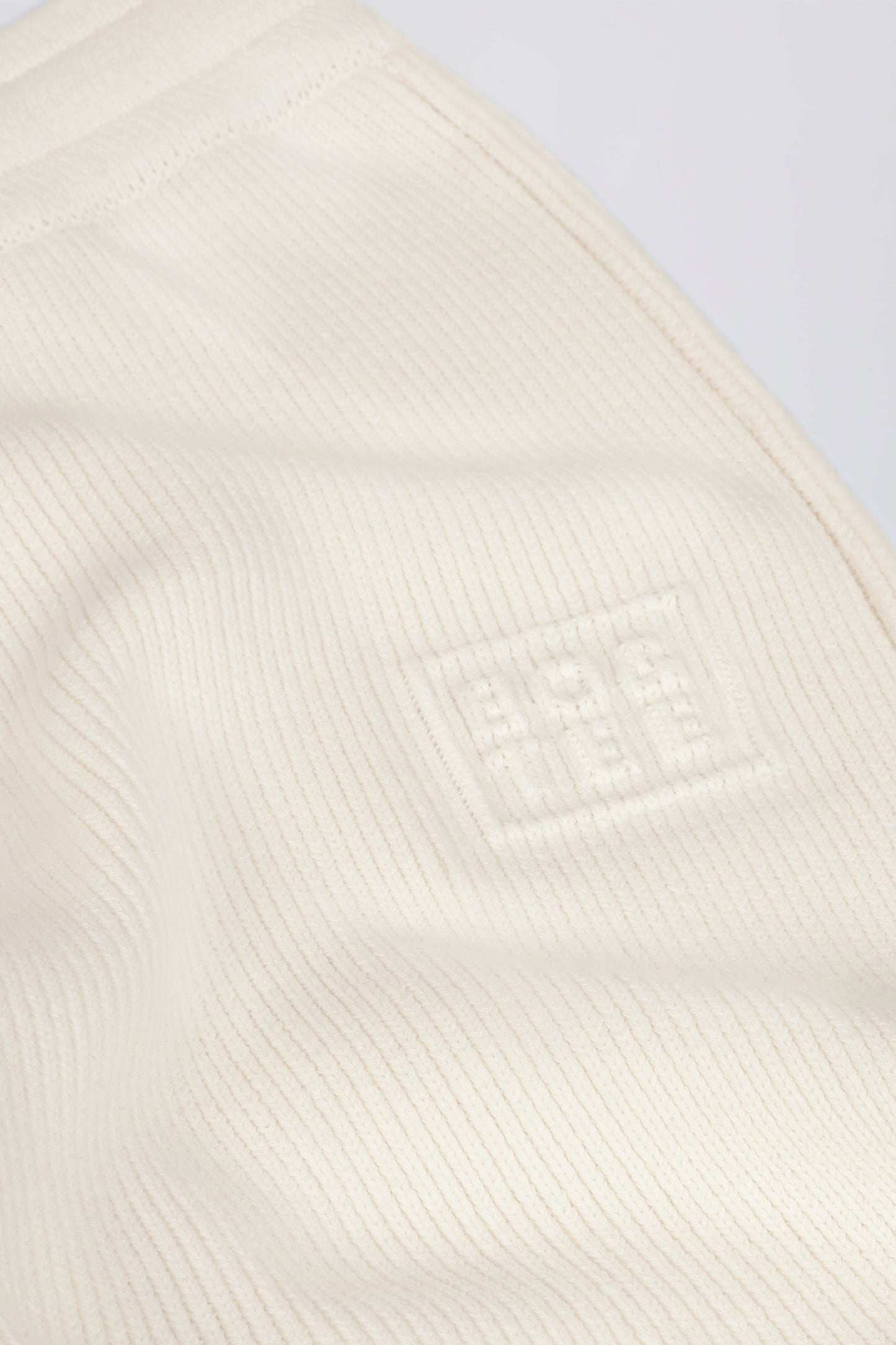 Ribbed-Knit Wide-Leg Joggers in Ivory