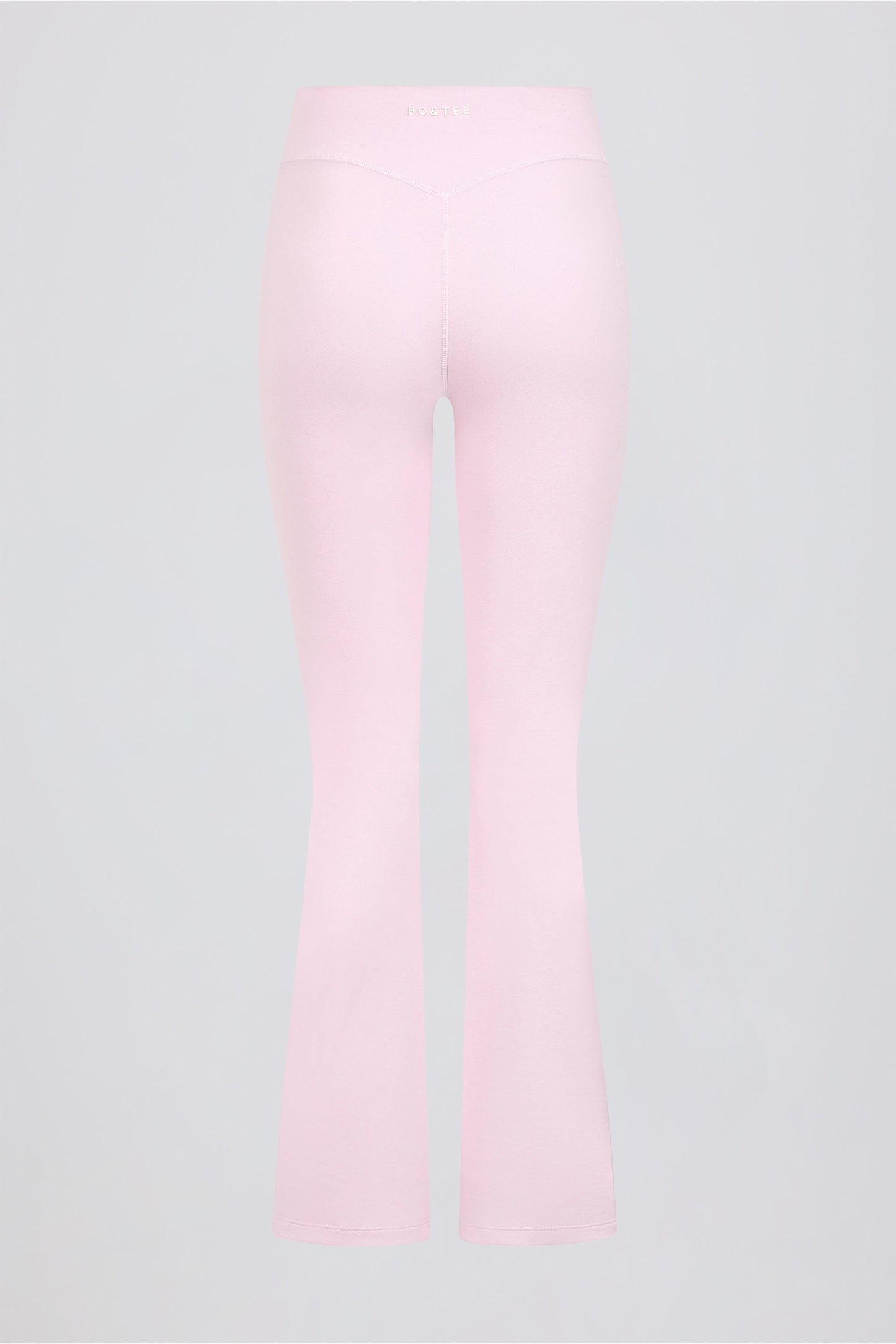Ruched Flared Trousers in Pale Pink Marl