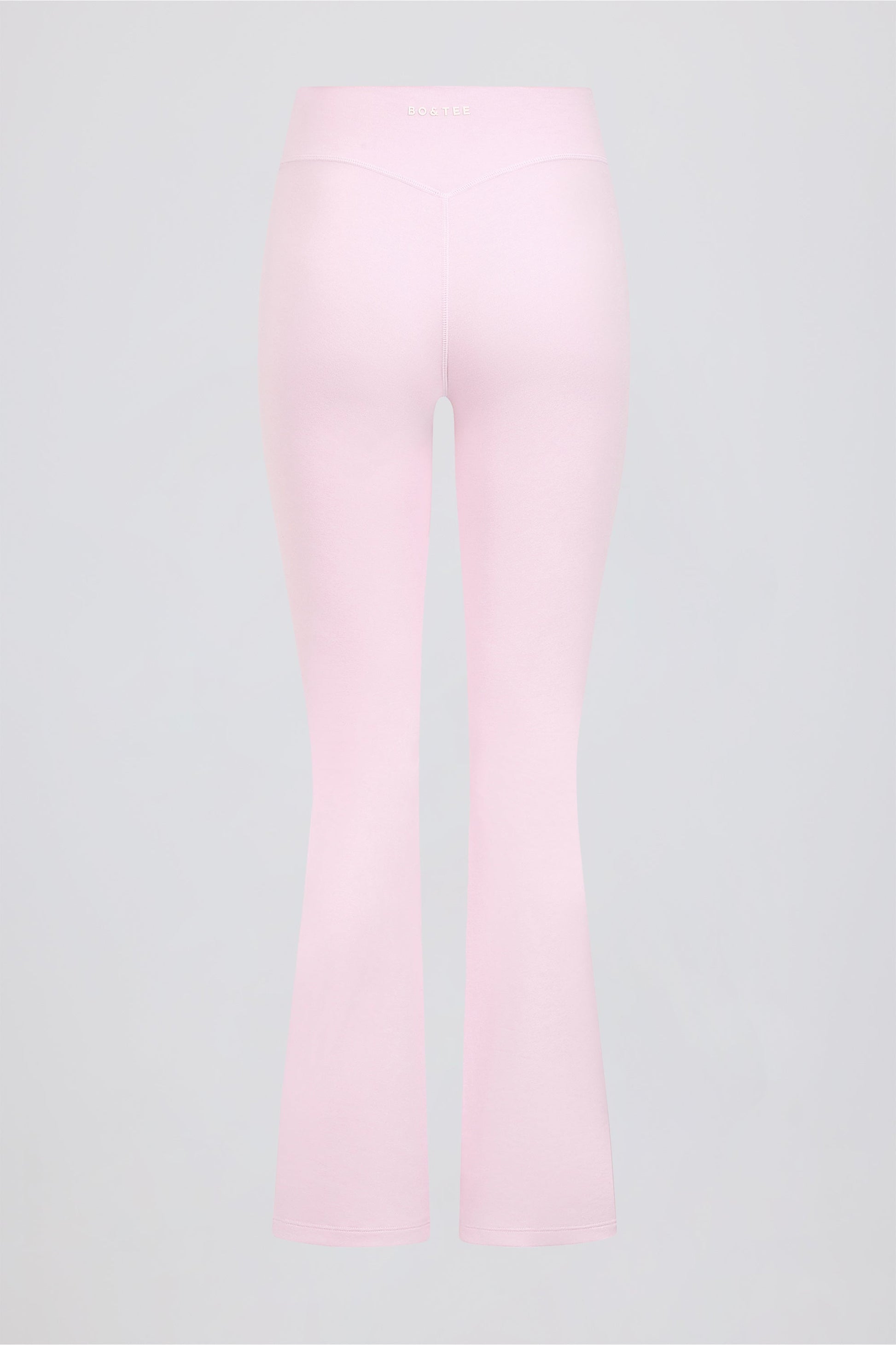 Ruched Flared Trousers in Pale Pink Marl