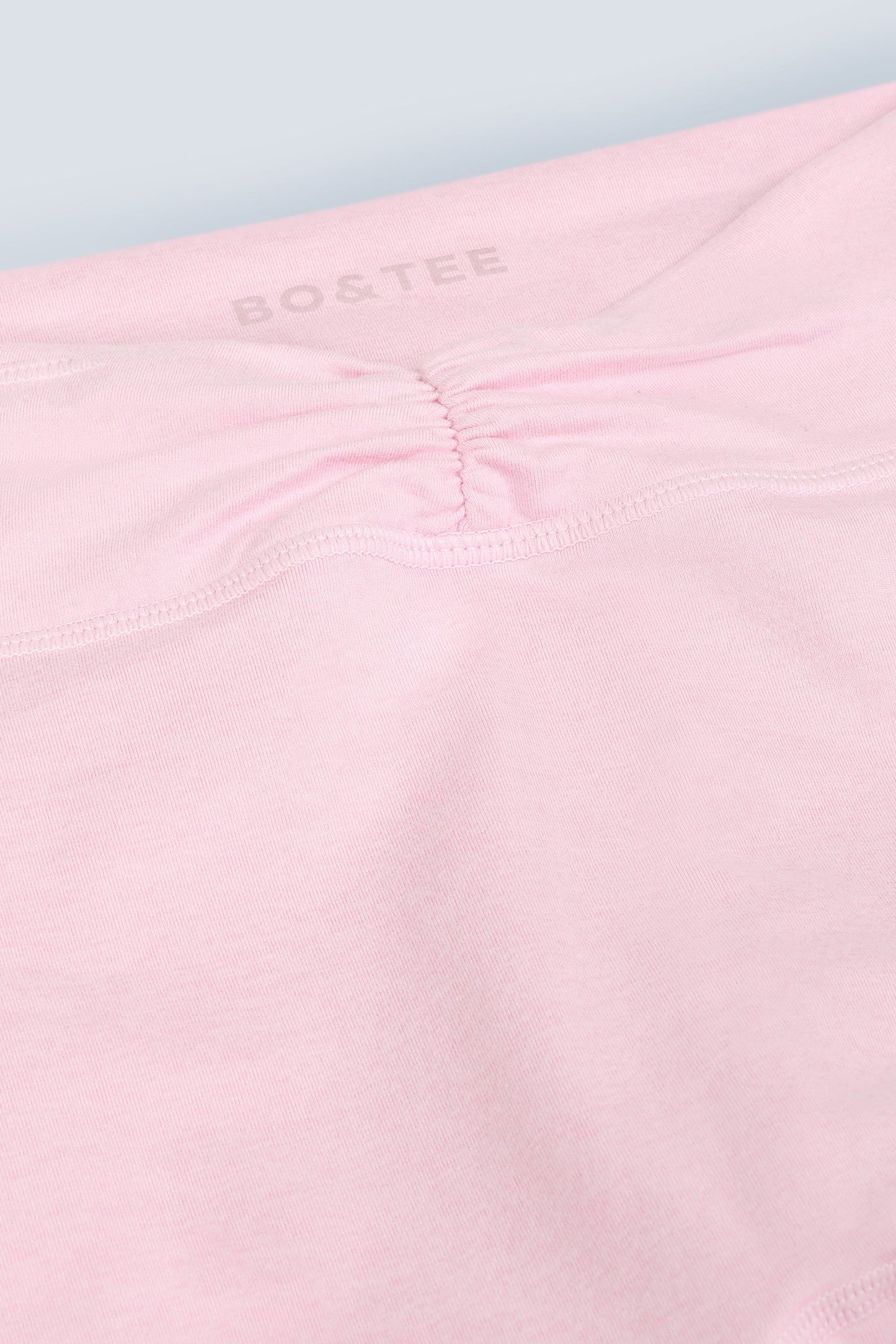 Ruched Flared Trousers in Pale Pink Marl