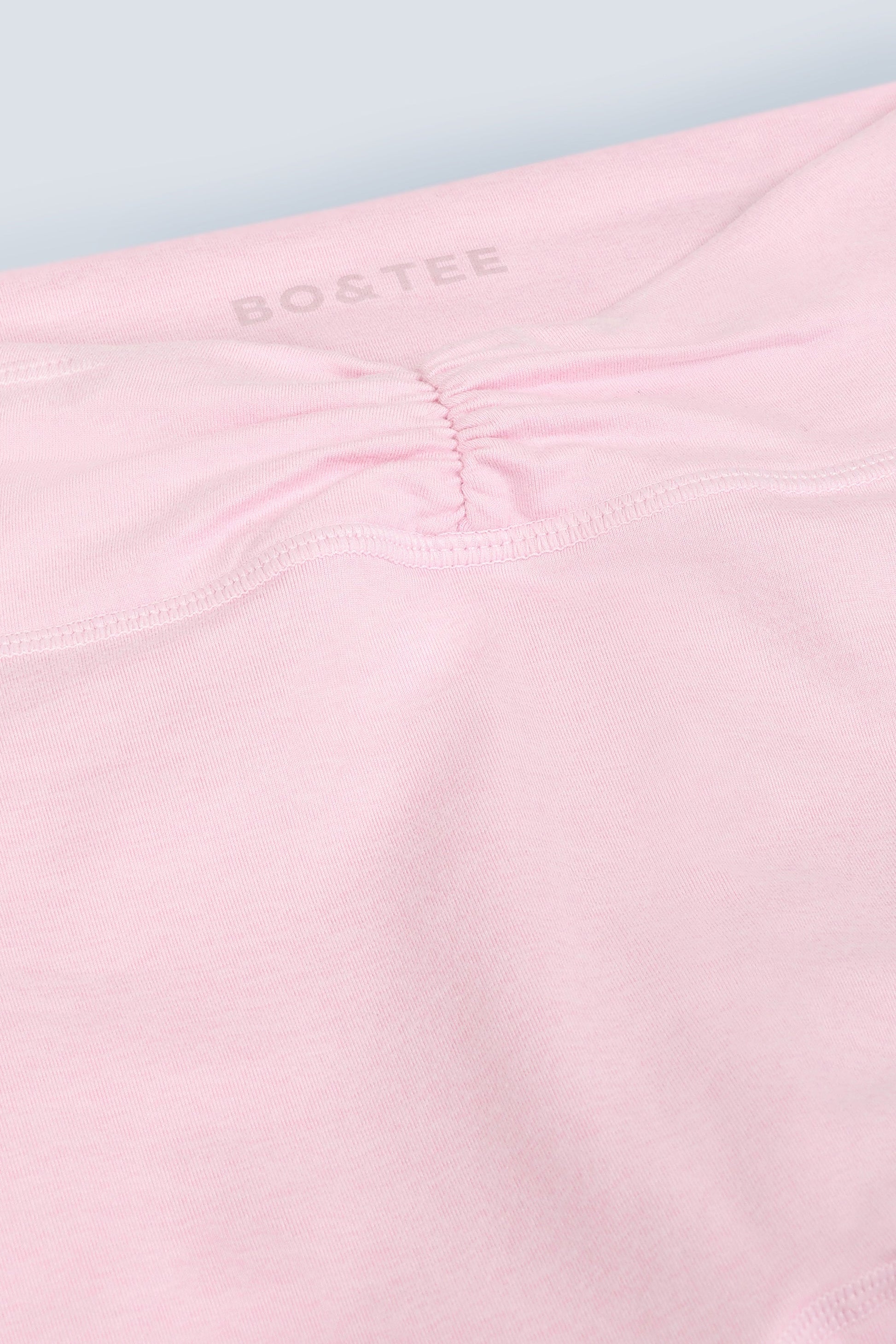 Ruched Flared Trousers in Pale Pink Marl