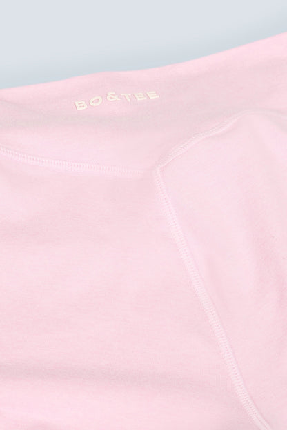 Ruched Flared Trousers in Pale Pink Marl