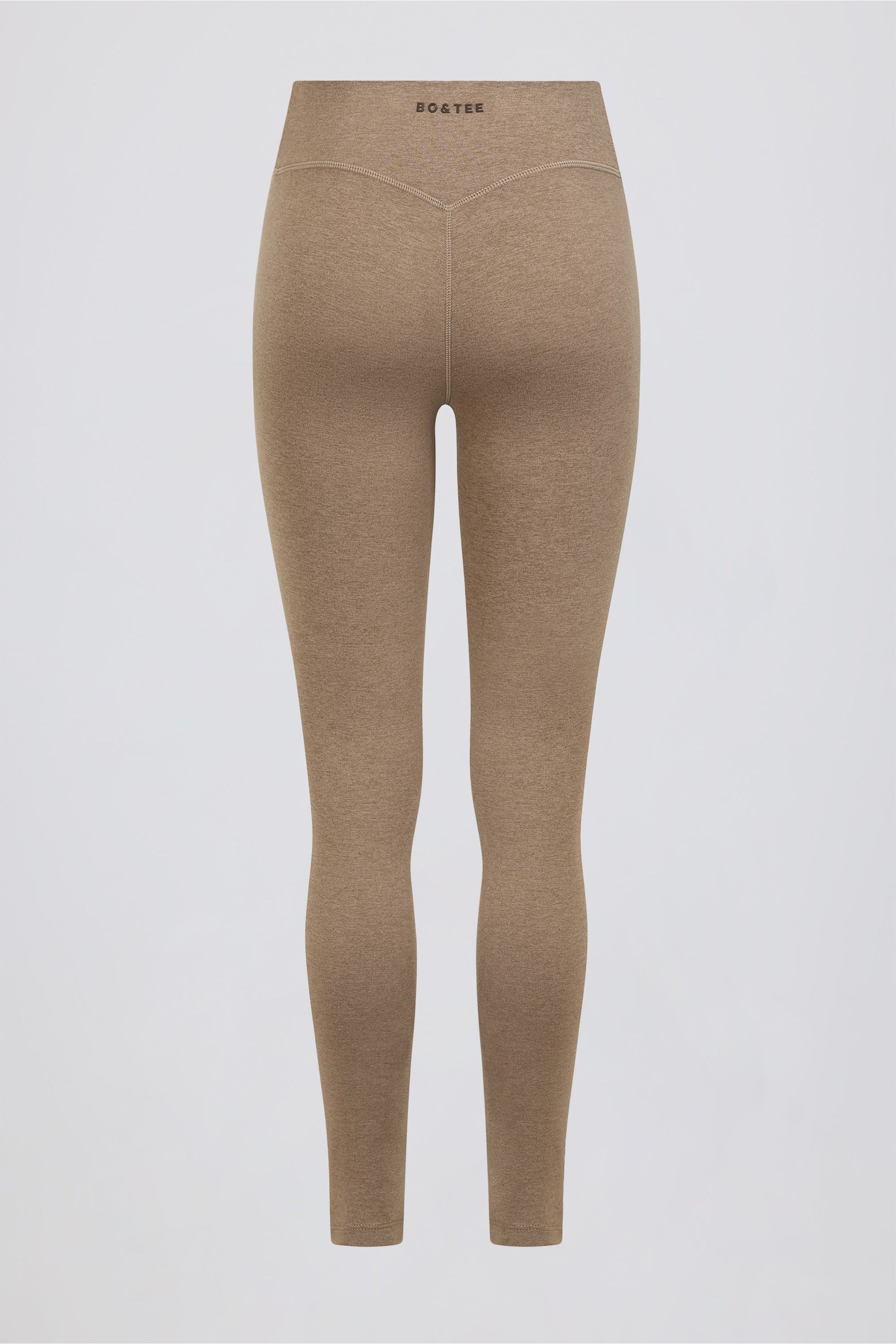 Ruched Mid-Rise Leggings in Mocha Marl