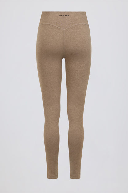 Ruched Mid-Rise Leggings in Mocha Marl