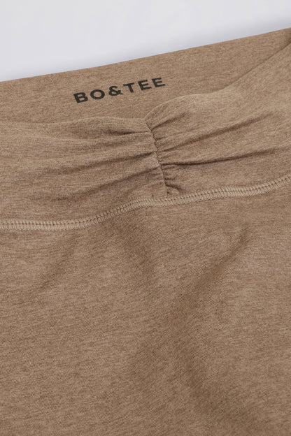 Ruched Mid-Rise Leggings in Mocha Marl