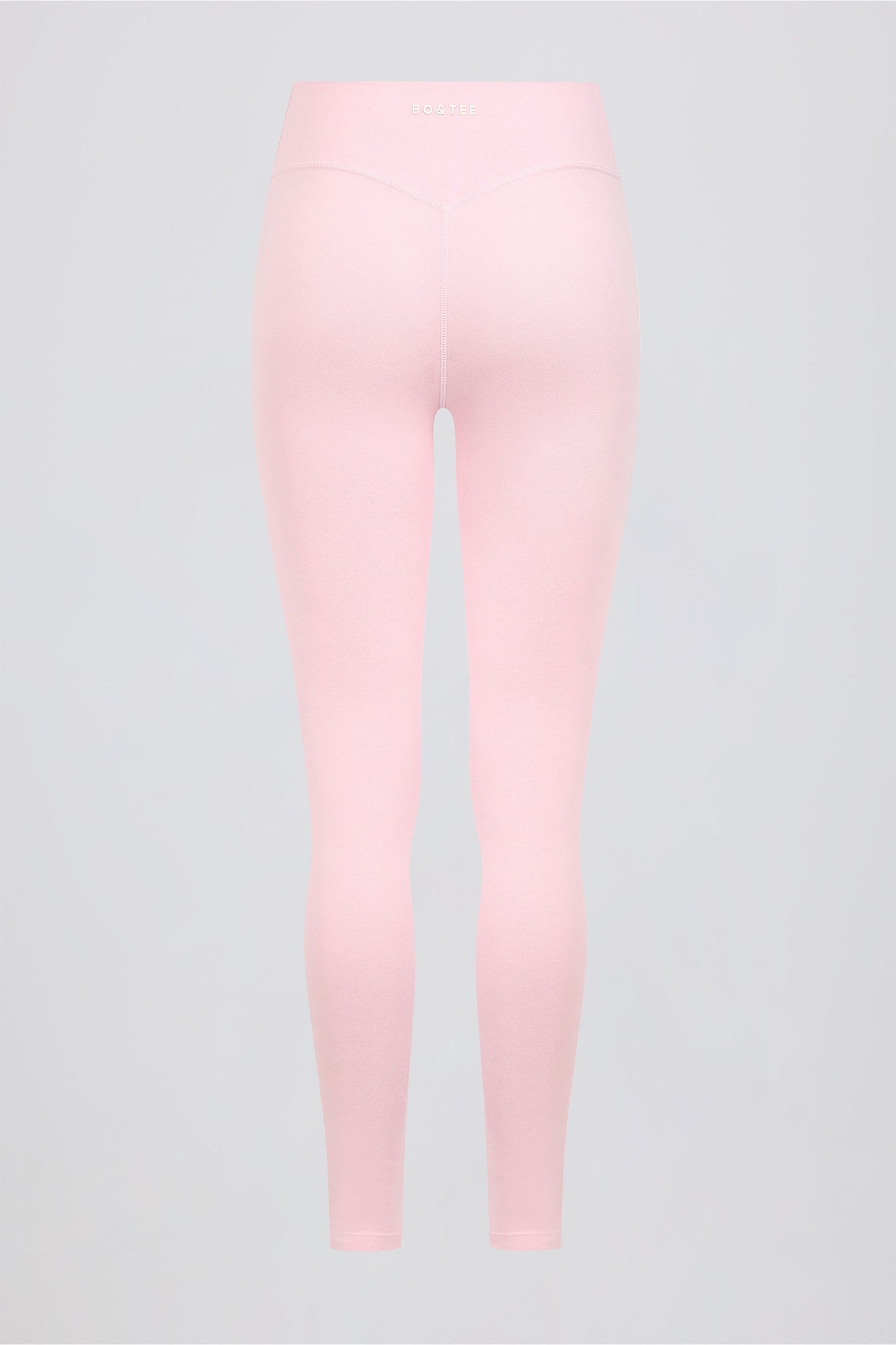 Ruched Mid-Rise Leggings in Pale Pink Marl