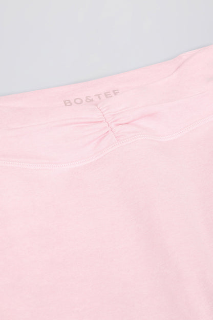 Ruched Mid-Rise Leggings in Pale Pink Marl