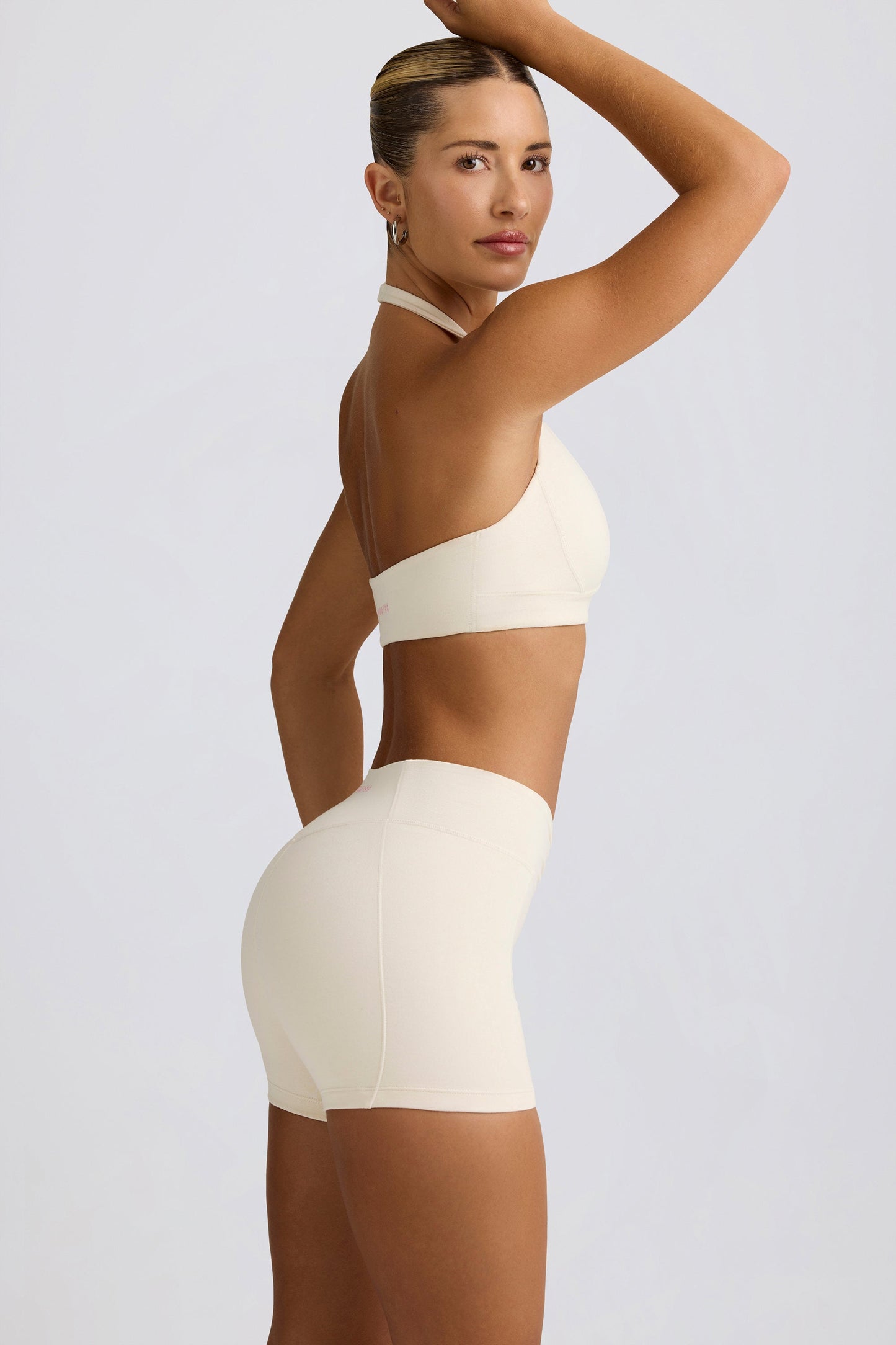 Ruched Mini Shorts in Ivory Marl