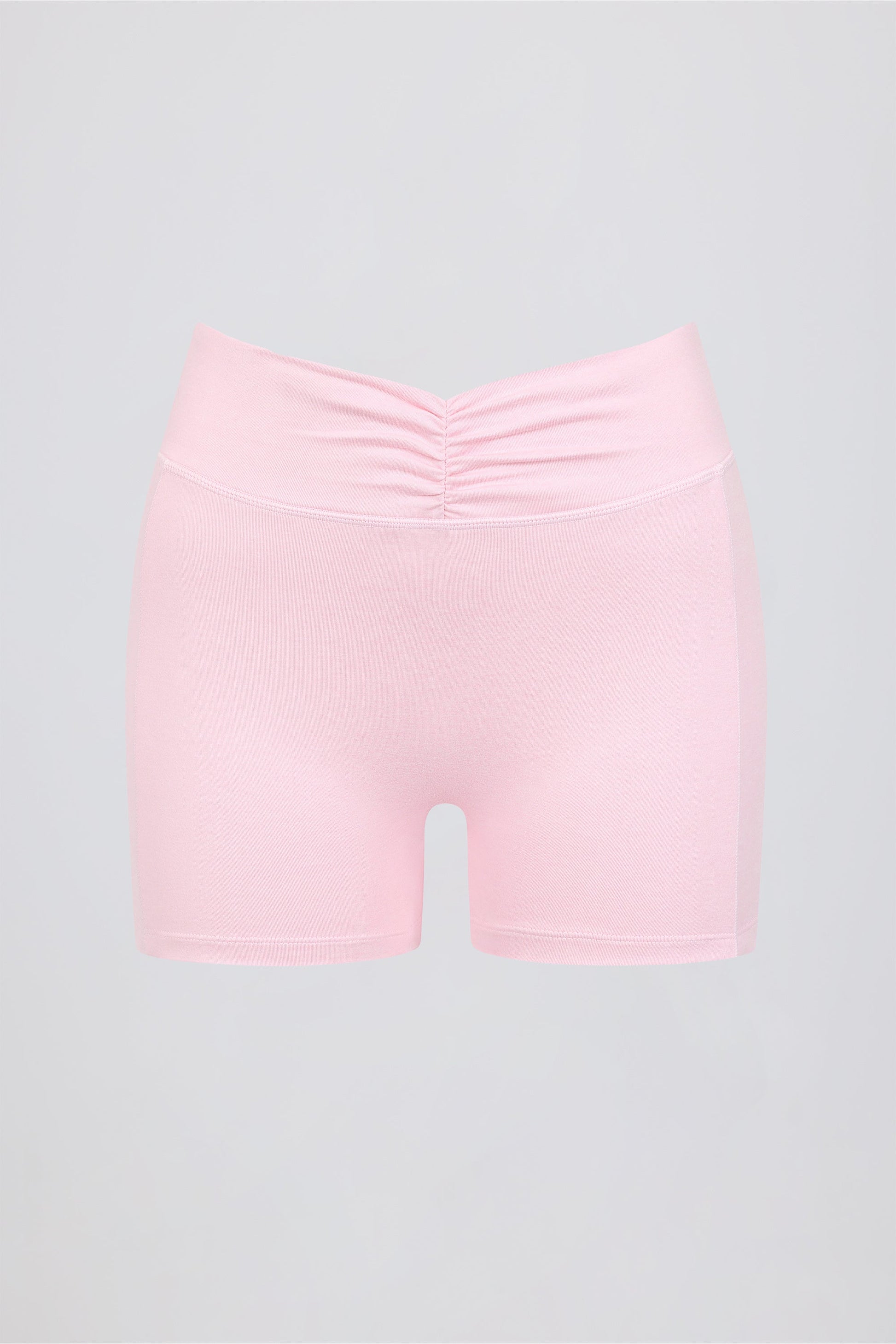 Ruched Mini Shorts in Pale Pink Marl