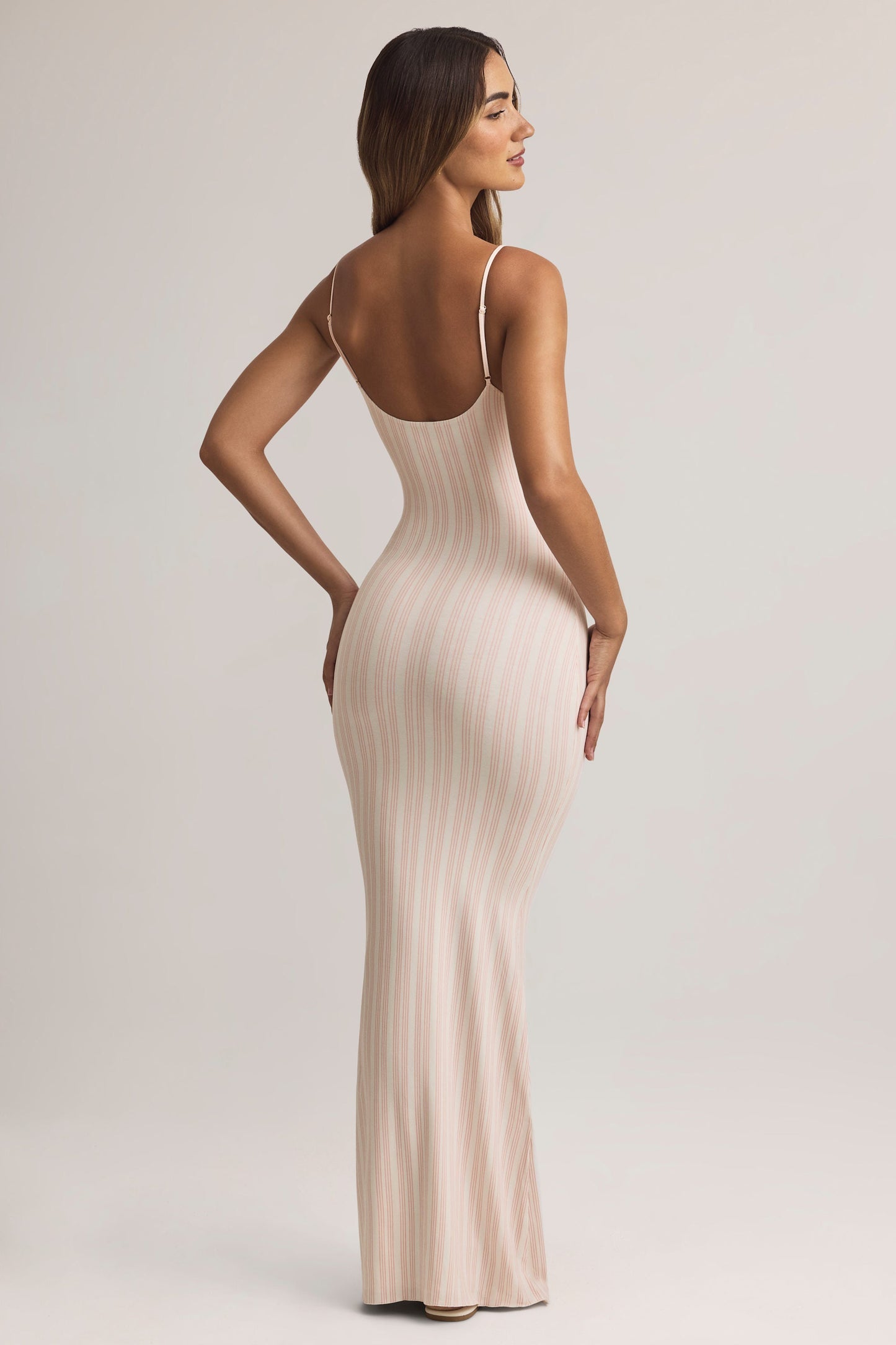 Modal Scoop-Neck Maxi Dress in Stripe Print