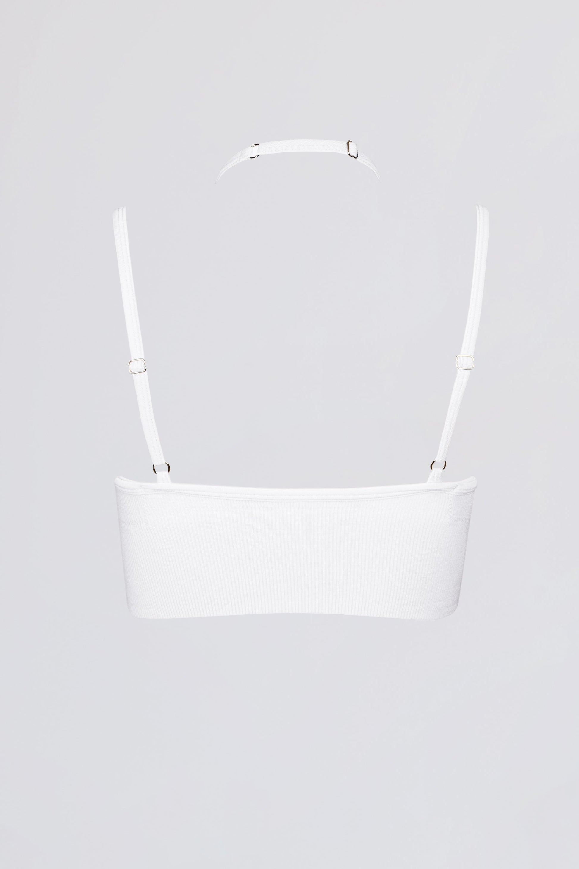 Seamless Soft Rib Crossover Sports Bra in White