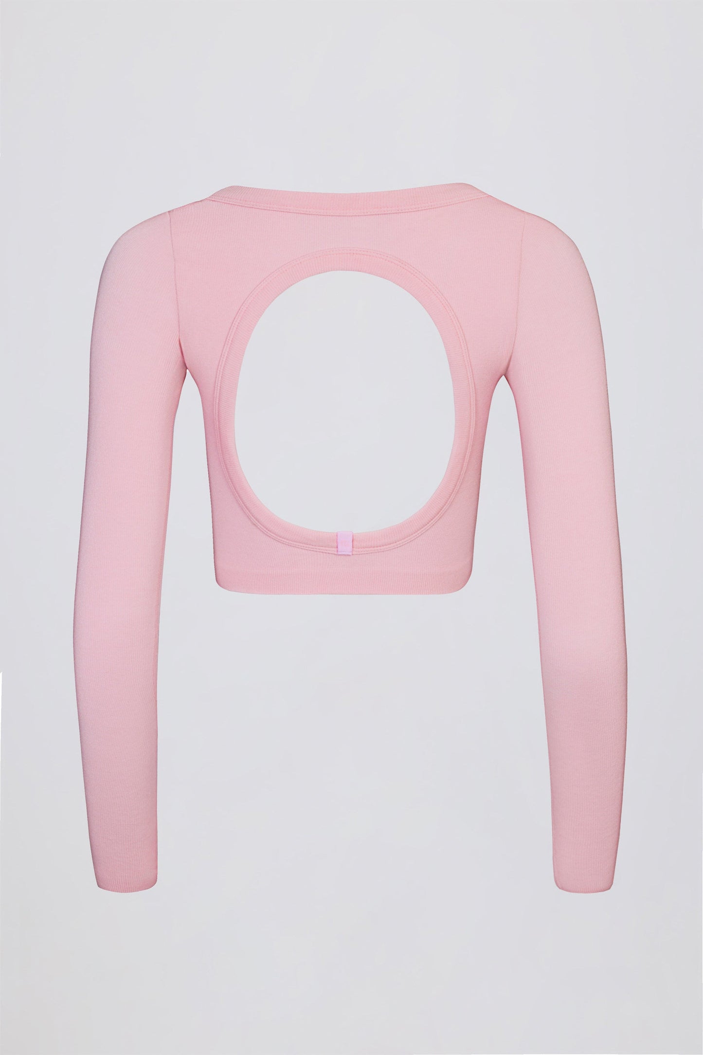 Seamless Soft Rib Cut-Out Crop Top in Powder Pink