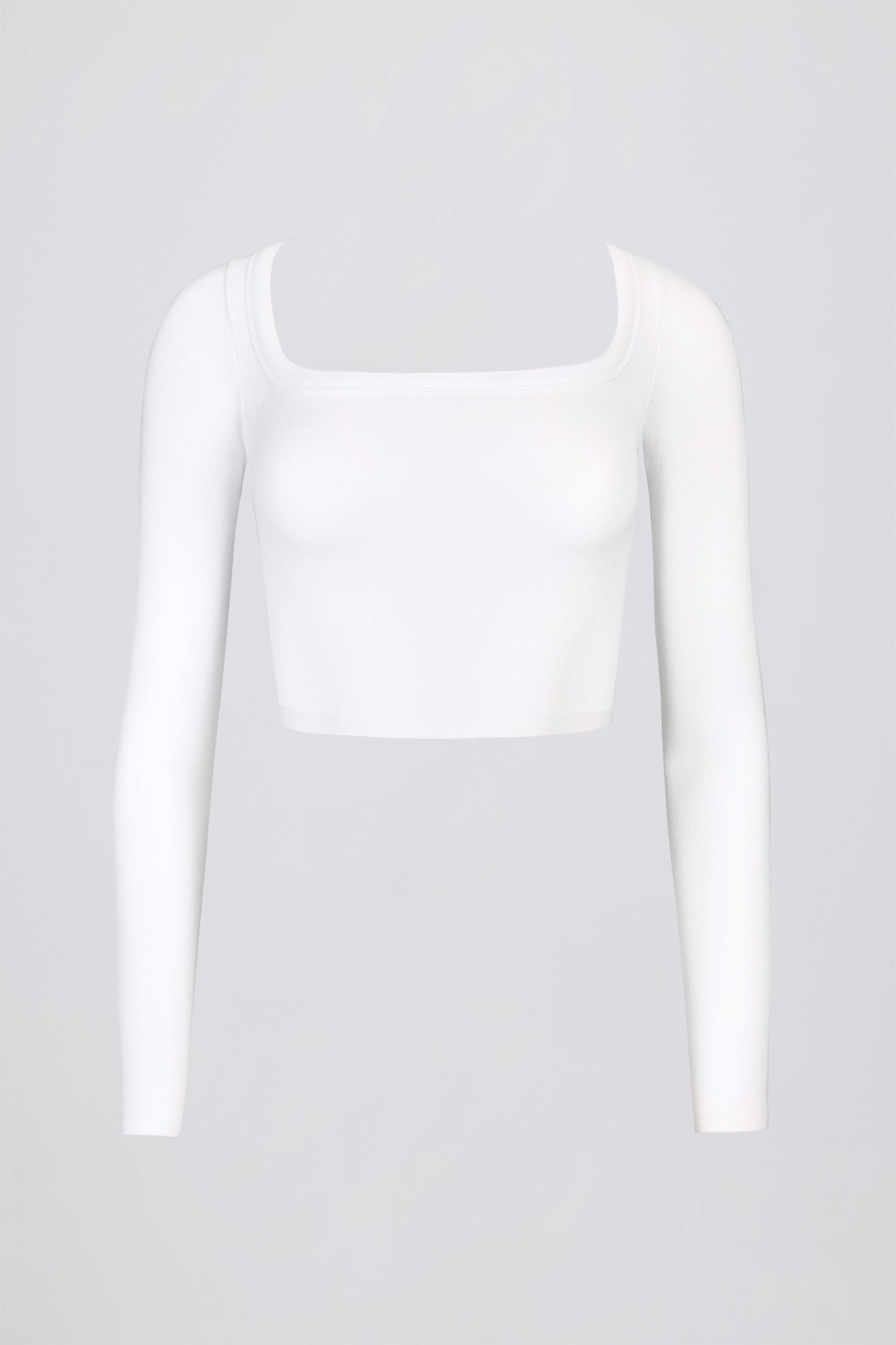 Seamless Soft Rib Cut-Out Crop Top in White