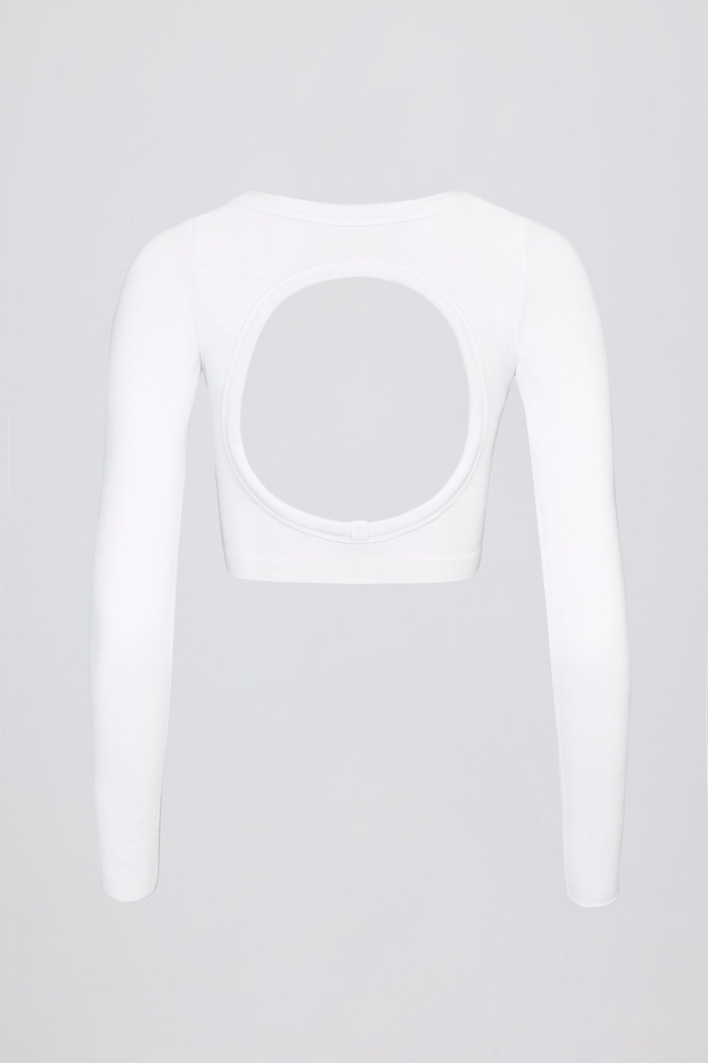 Seamless Soft Rib Cut-Out Crop Top in White