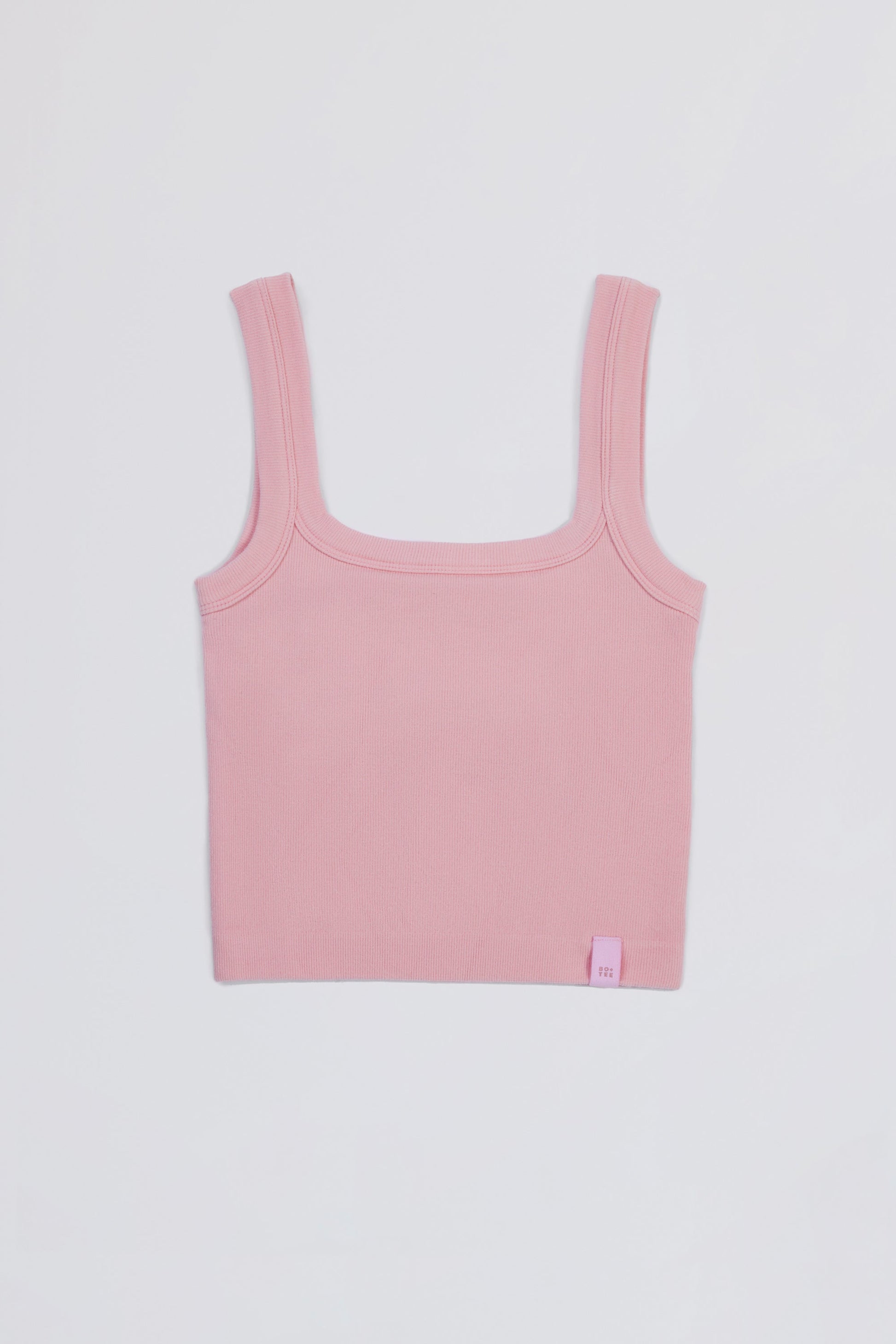 Seamless Soft Rib Square-Neck Tank Top in Powder Pink