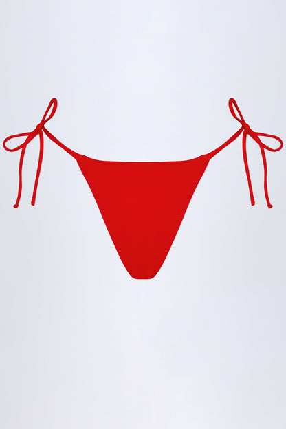 Side-Tie Cheeky Bikini Bottoms in Fiery Red