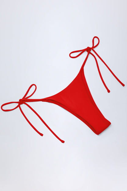 Side-Tie Cheeky Bikini Bottoms in Fiery Red