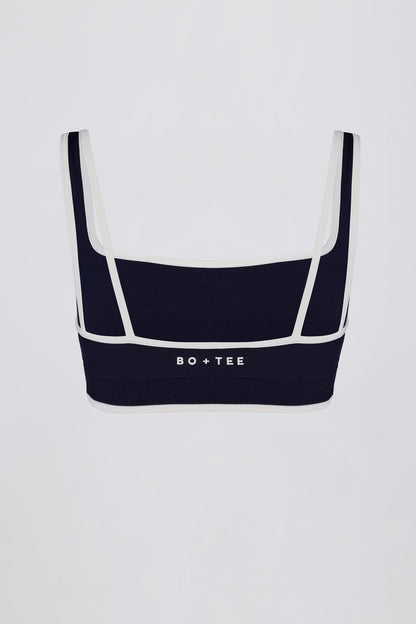 Soft Active Contrast Sports Bra in Classic Navy